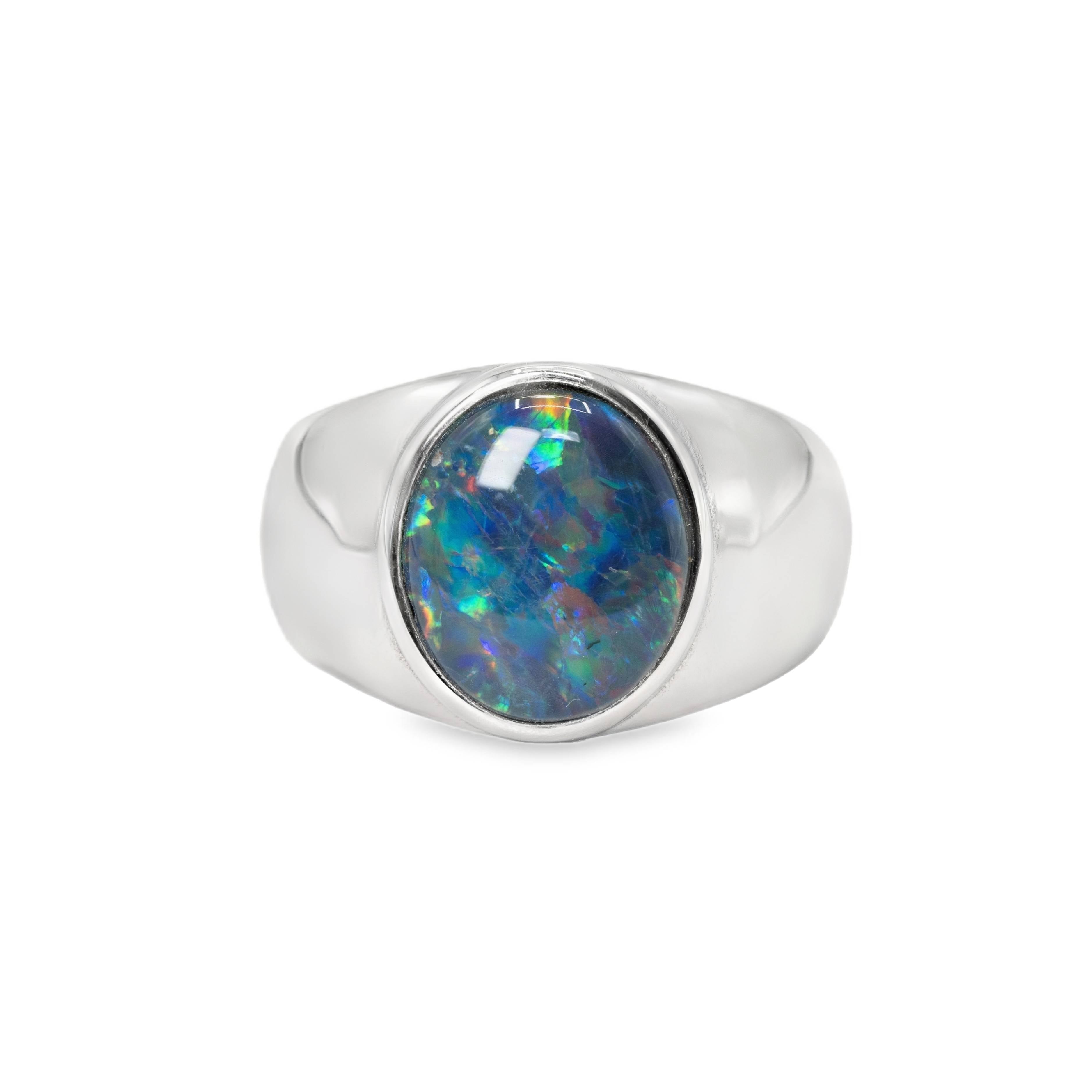 Triplet Opal Ring in Stainless Steel - Multicolour