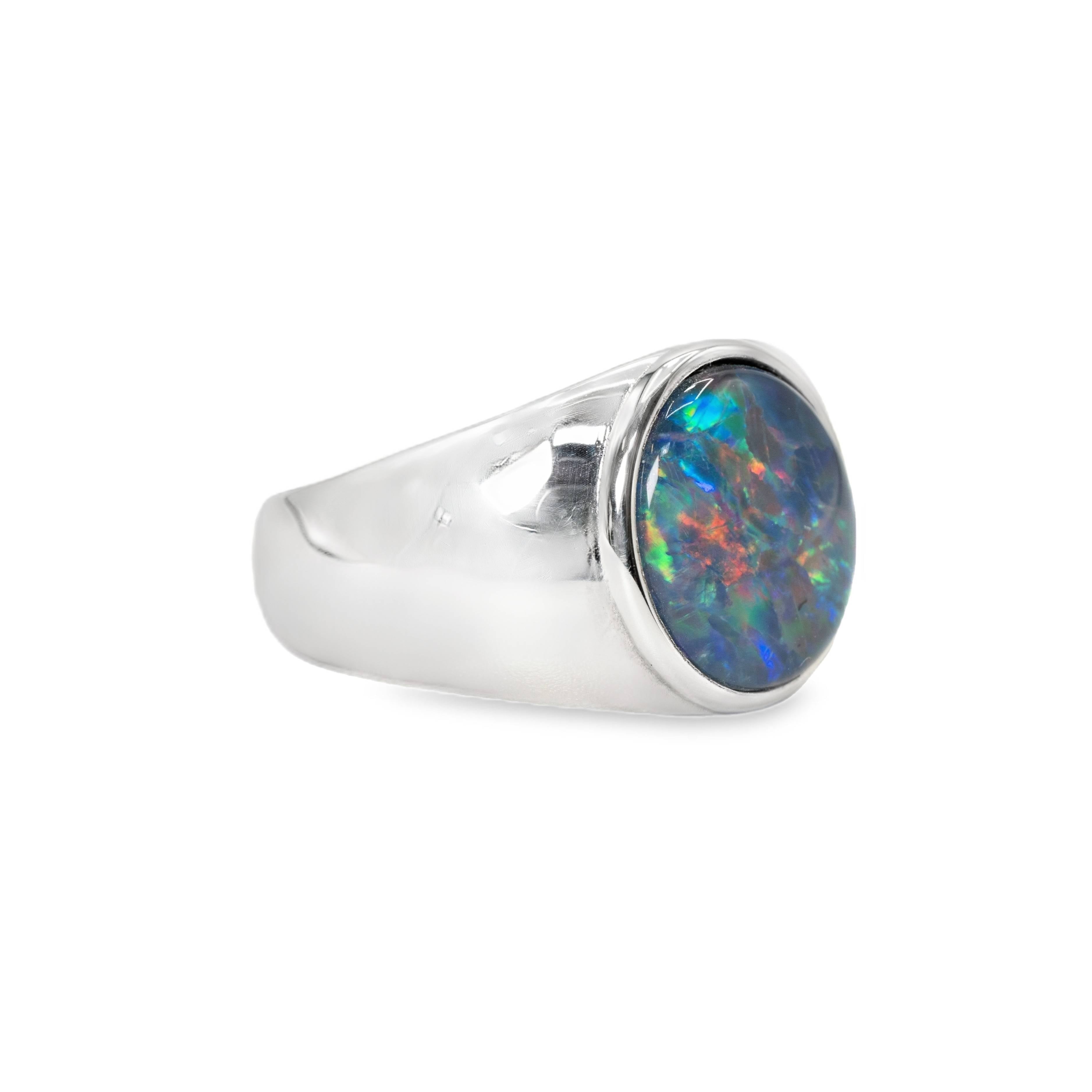 Triplet Opal Ring in Stainless Steel - Multicolour