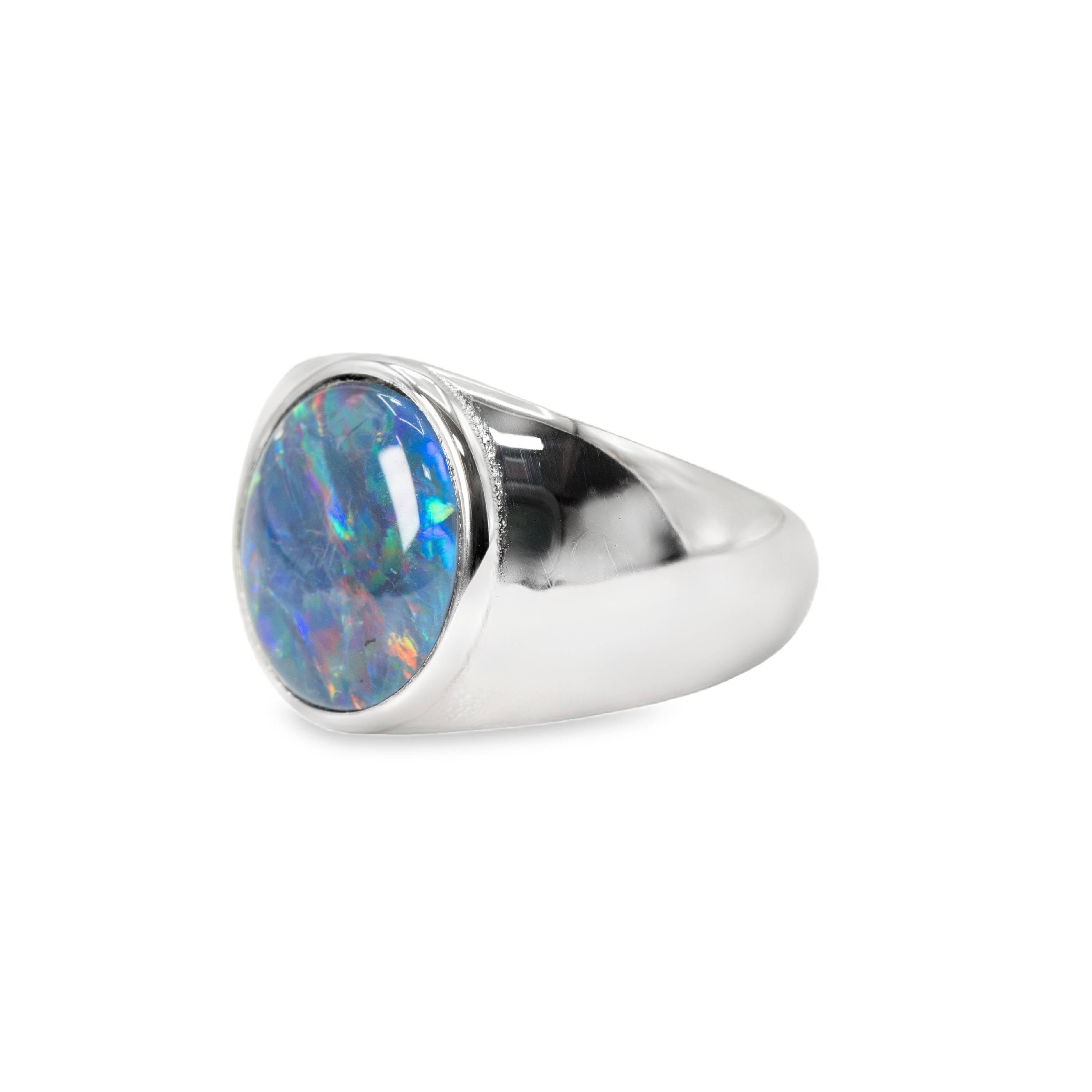 Triplet Opal Ring in Stainless Steel - Multicolour