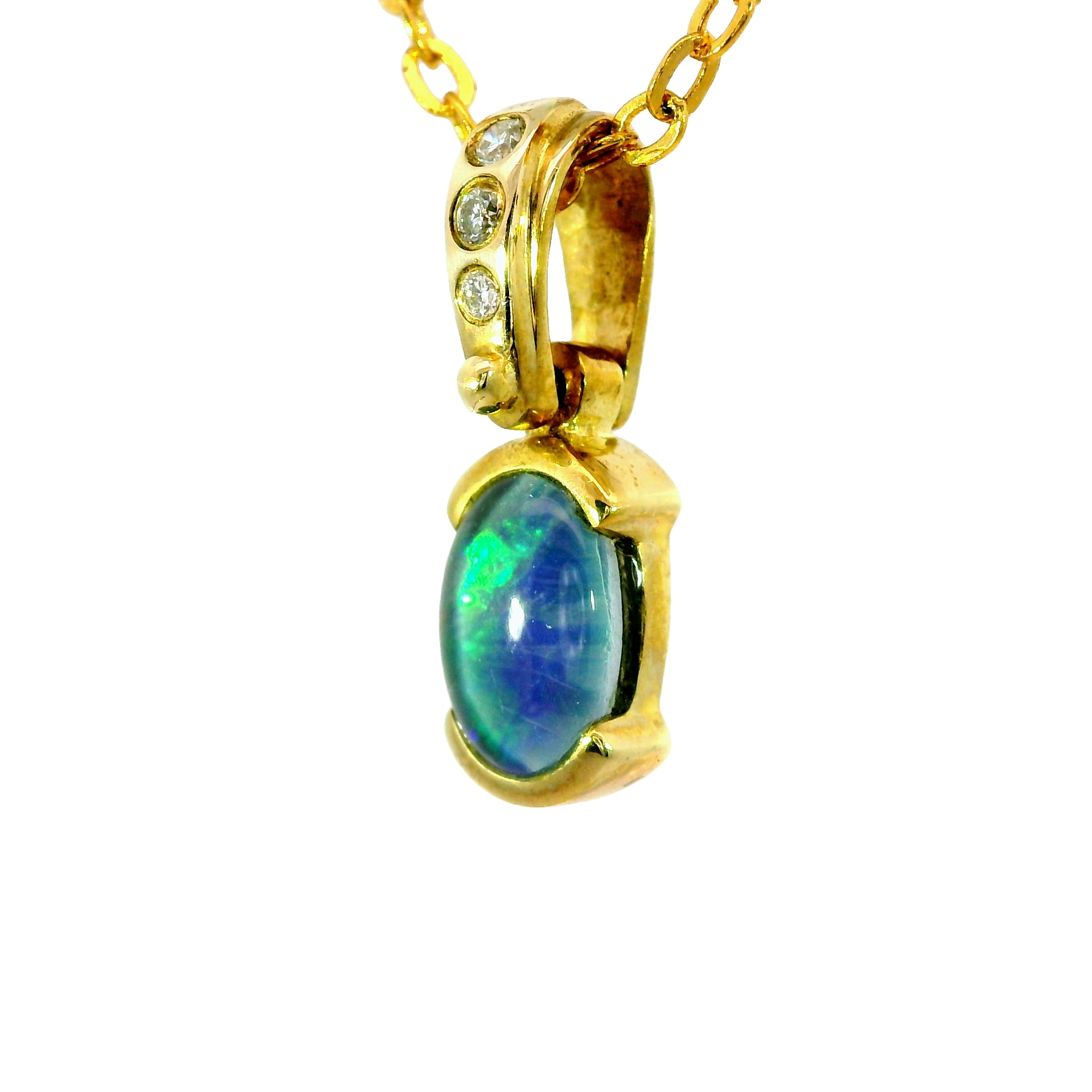 Triplet Opal Pendant in 9K Yellow Gold - Multicolour