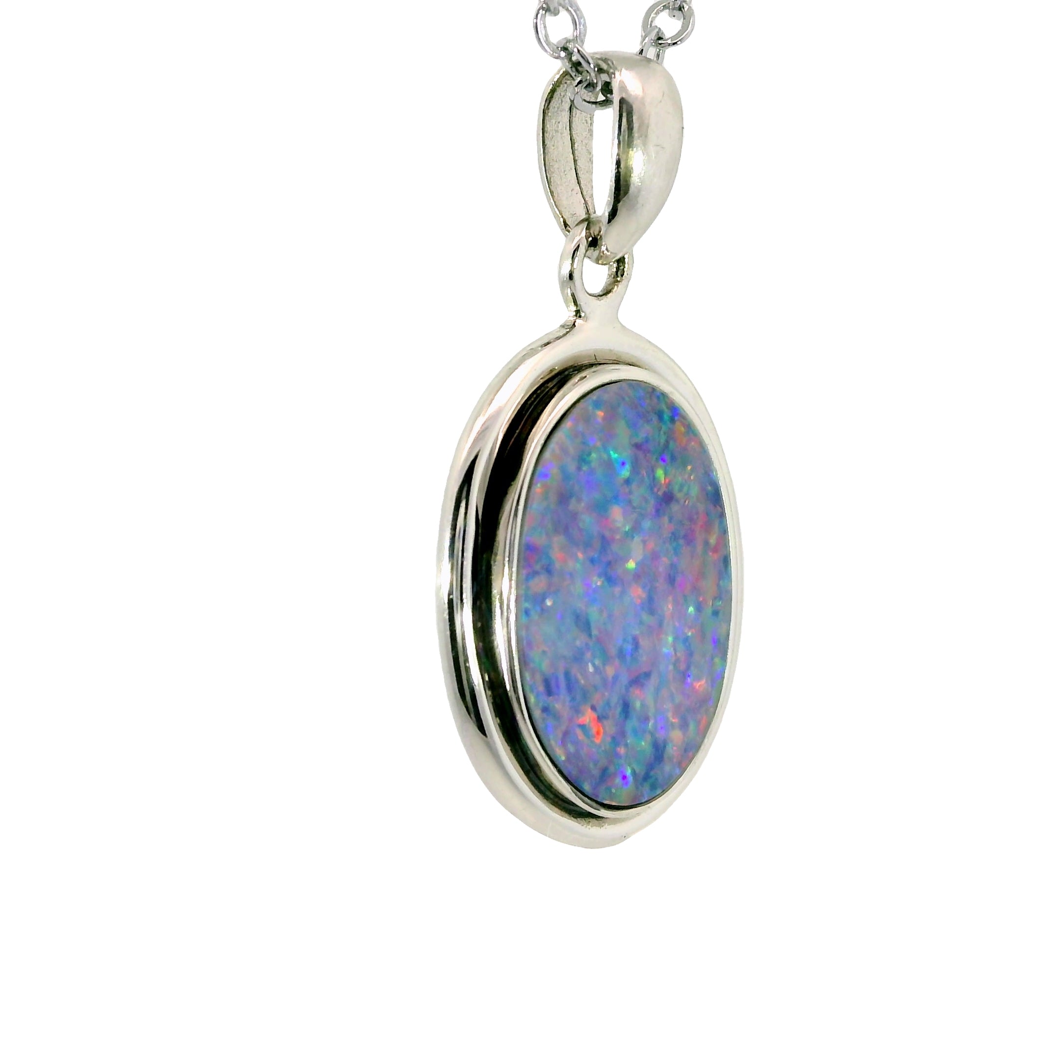 Doublet Opal Pendant in 925 Sterling Silver - Multicolour