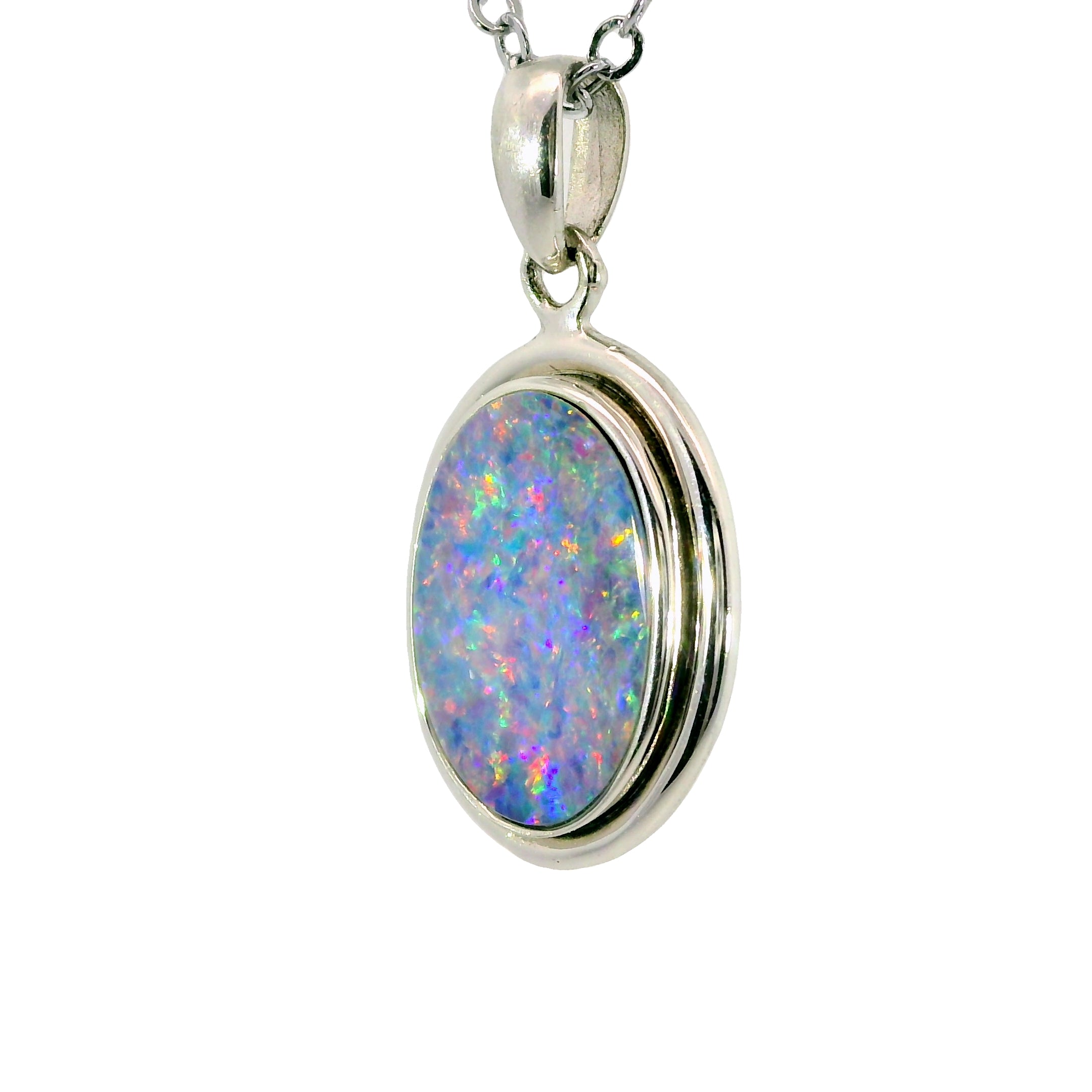 Doublet Opal Pendant in 925 Sterling Silver - Multicolour