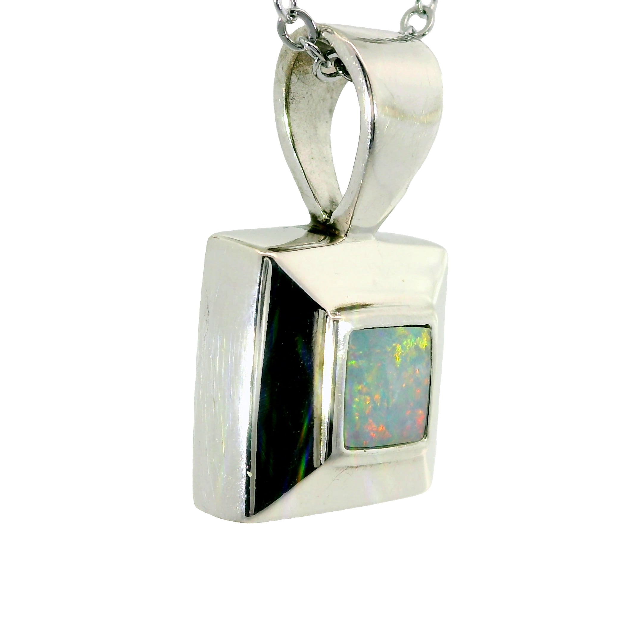 Light Opal Pendant in 925 Sterling Silver - Multicolour