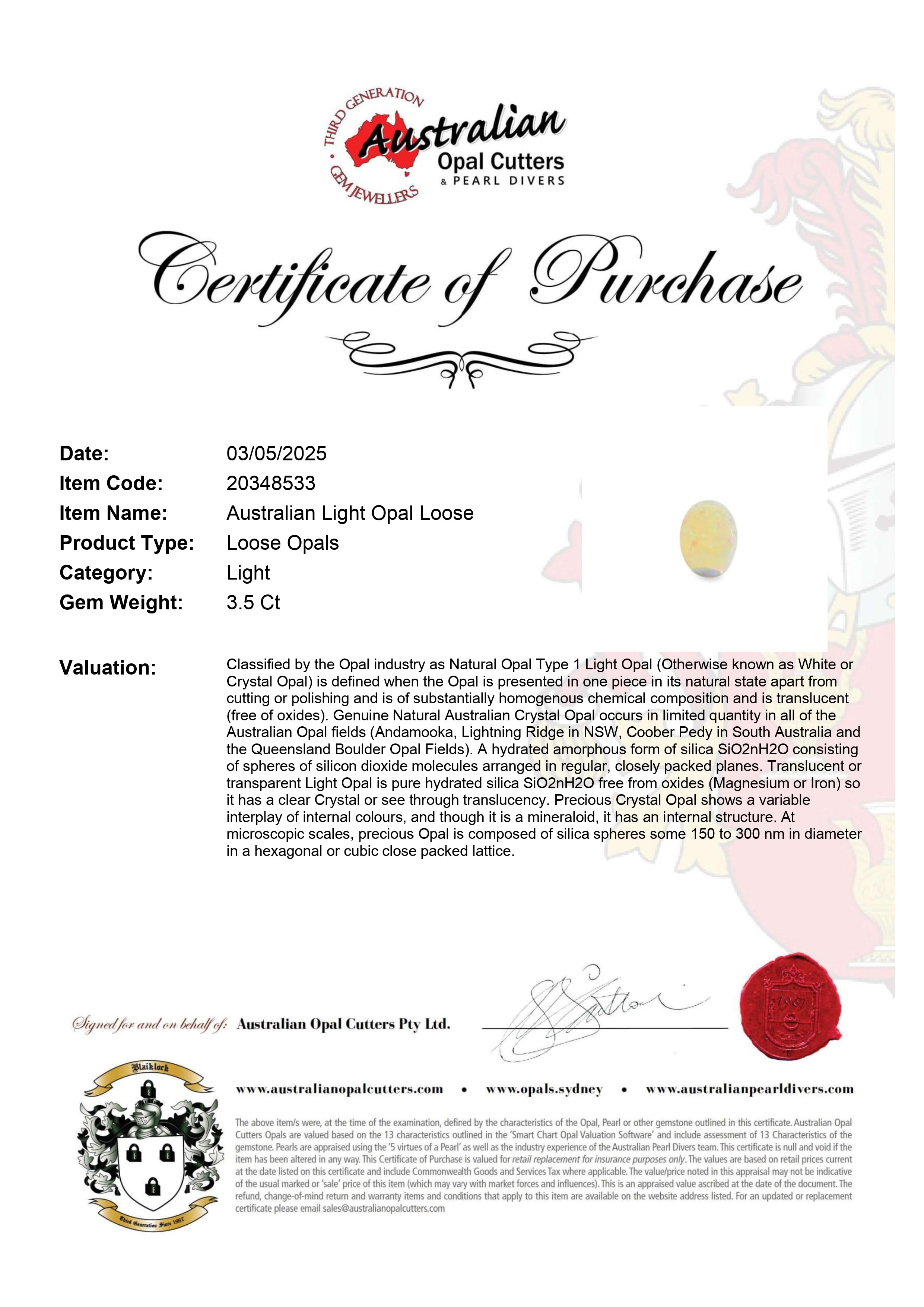 Australian Light Opal Loose