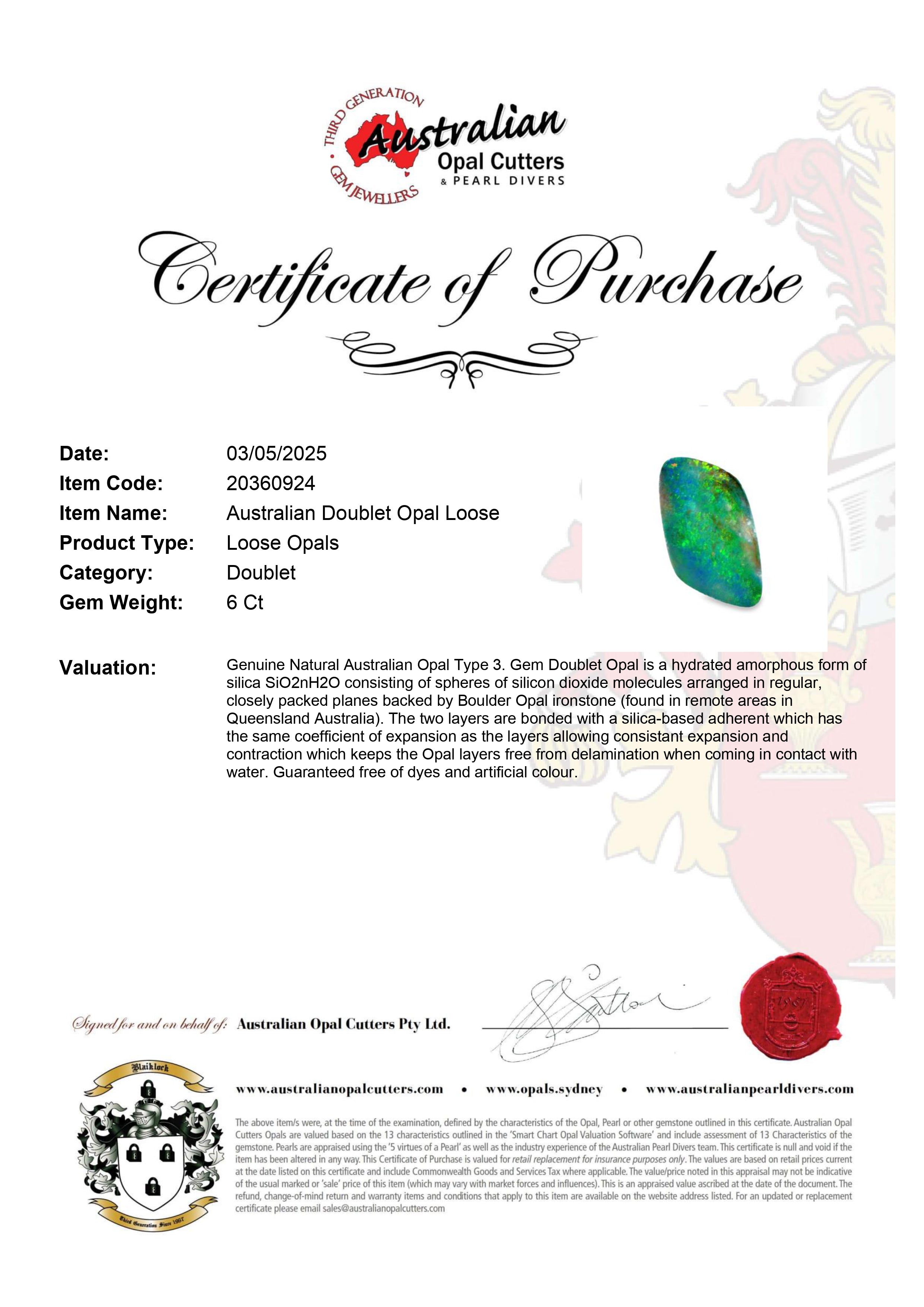 Australian Doublet Opal Loose