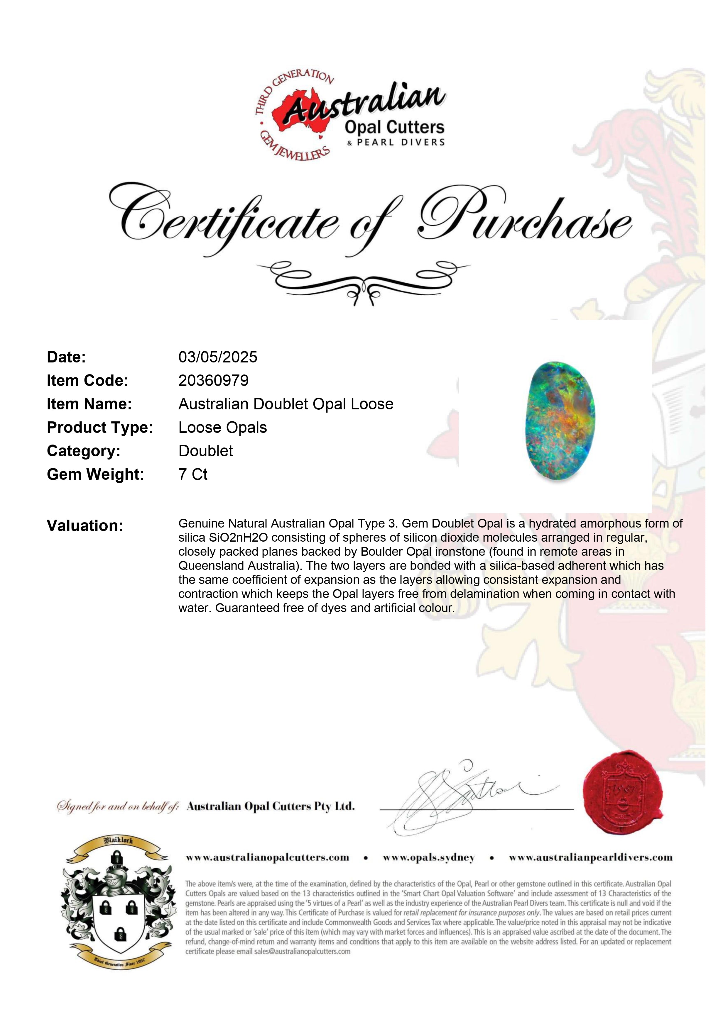 Australian Doublet Opal Loose