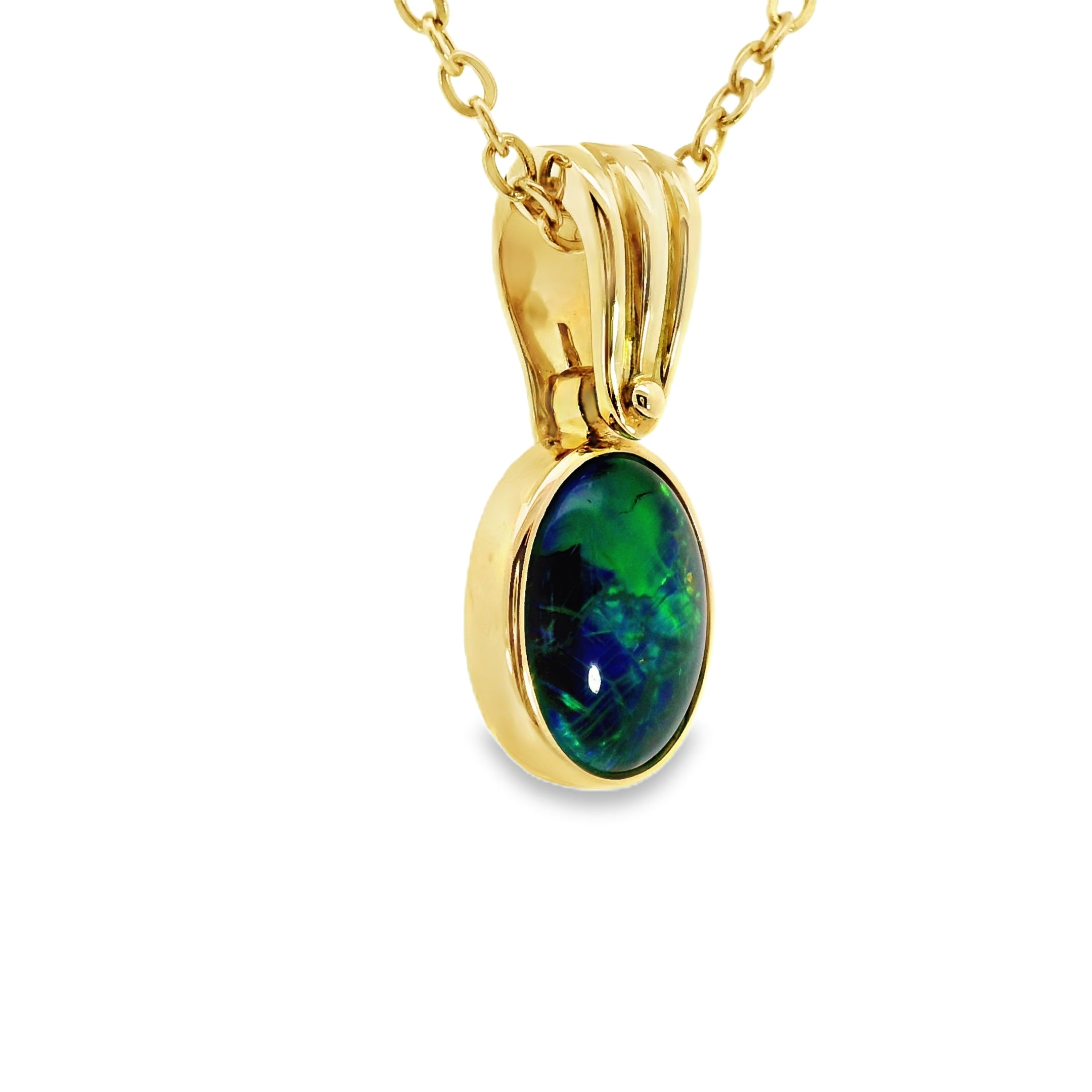 Triplet Opal Pendant in 14K Yellow Gold - Multicolour
