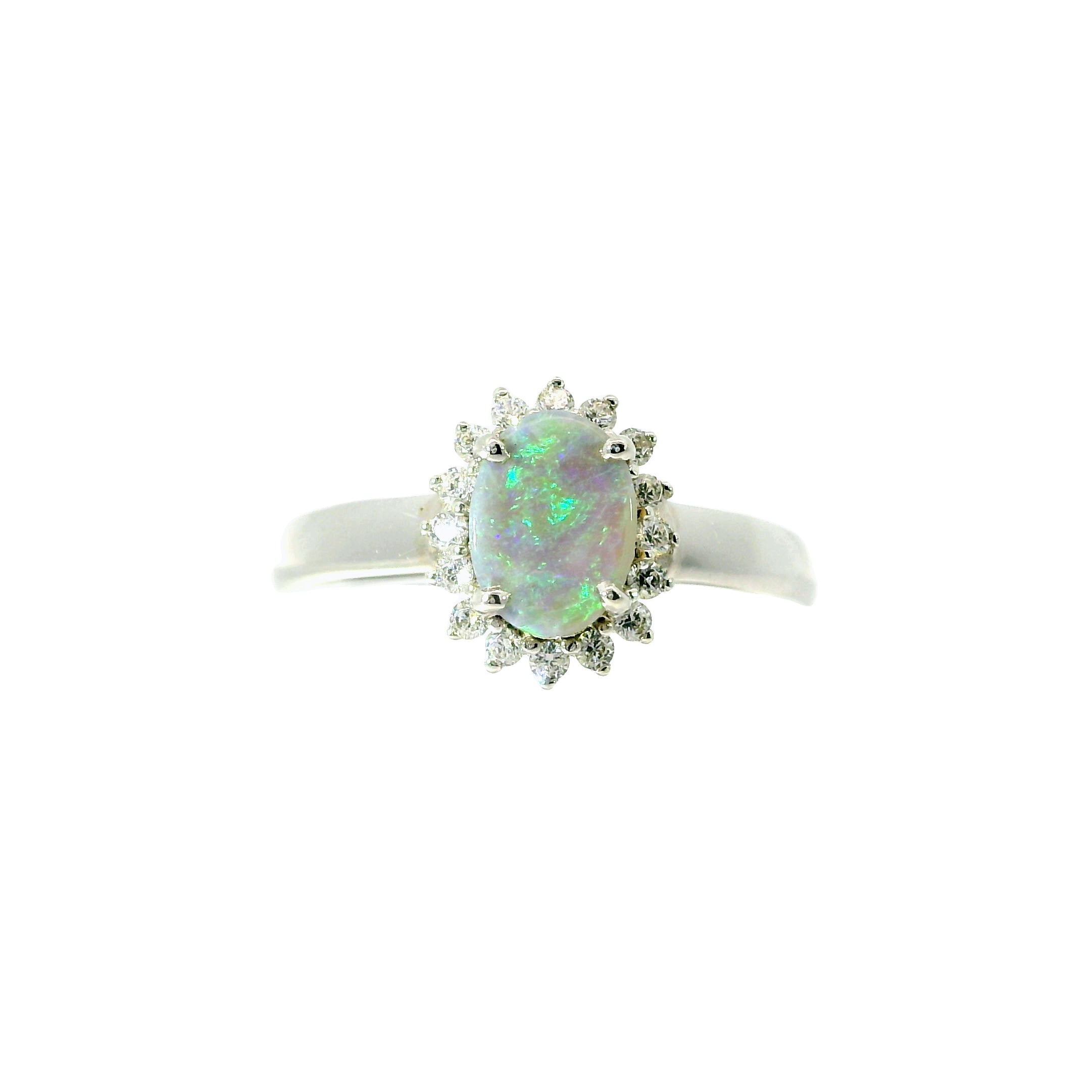 Black Opal Ring in 925 Sterling Silver - Green-Blue