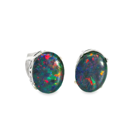 Triplet Opal Earrings in Stainless Steel - Multicolour