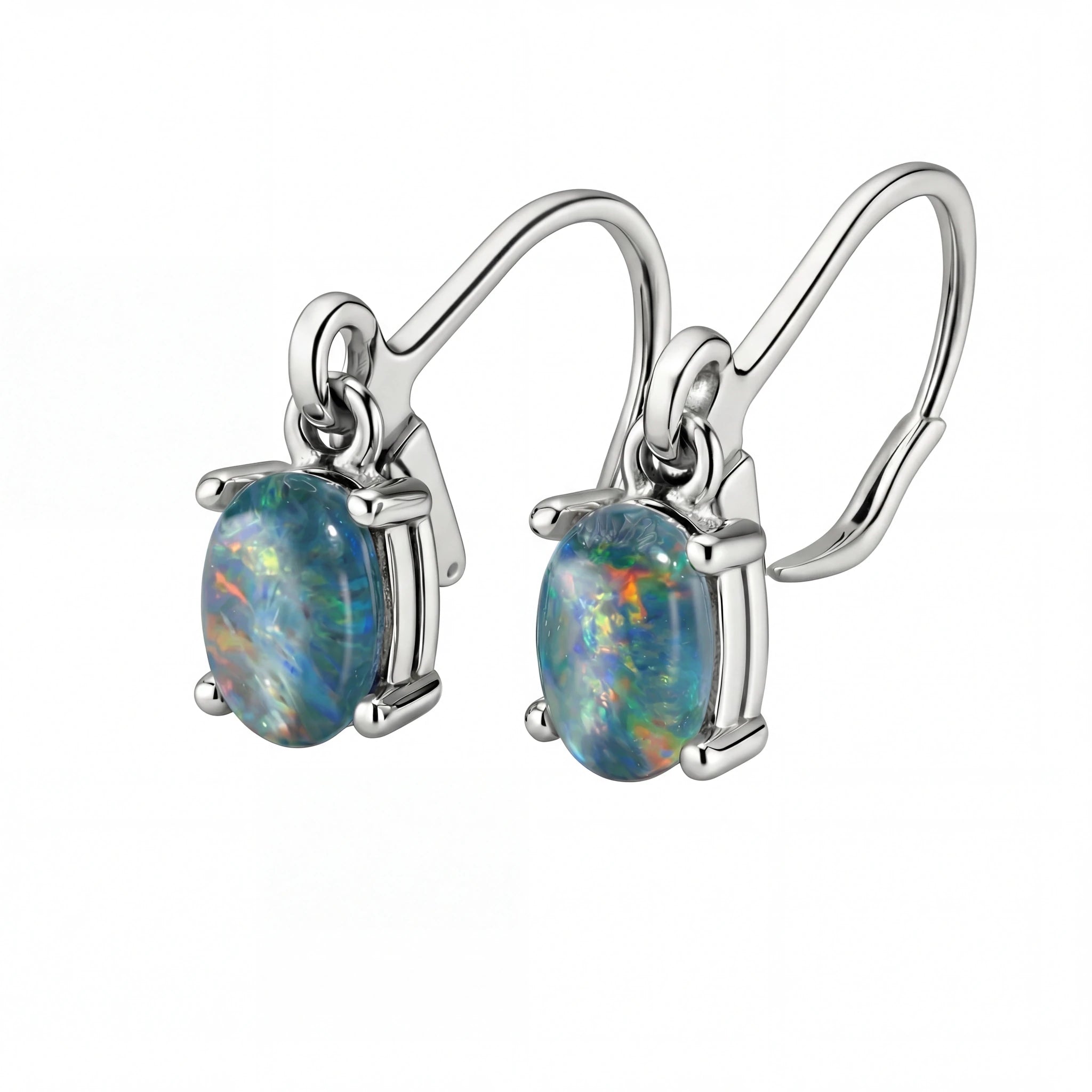 Triplet Opal Earrings in Stainless Steel - Multicolour - Australian Opal Cutters and Pearl Divers