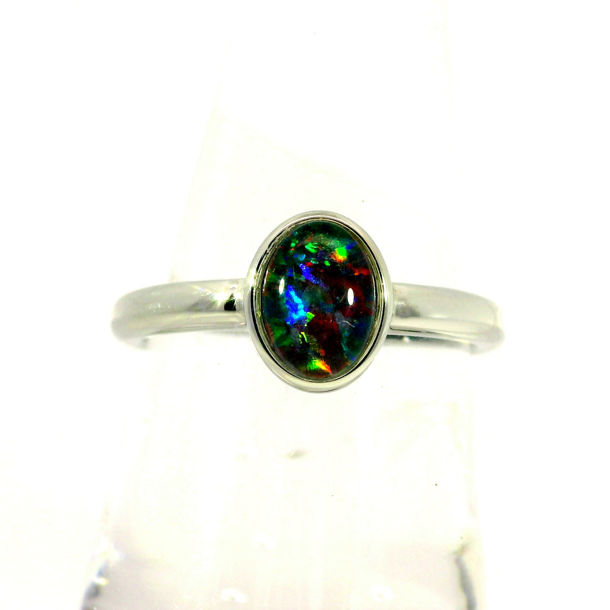 Triplet Opal Ring in Stainless Steel - Multicolour