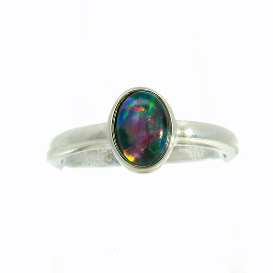 Triplet Opal Ring in Stainless Steel - Multicolour