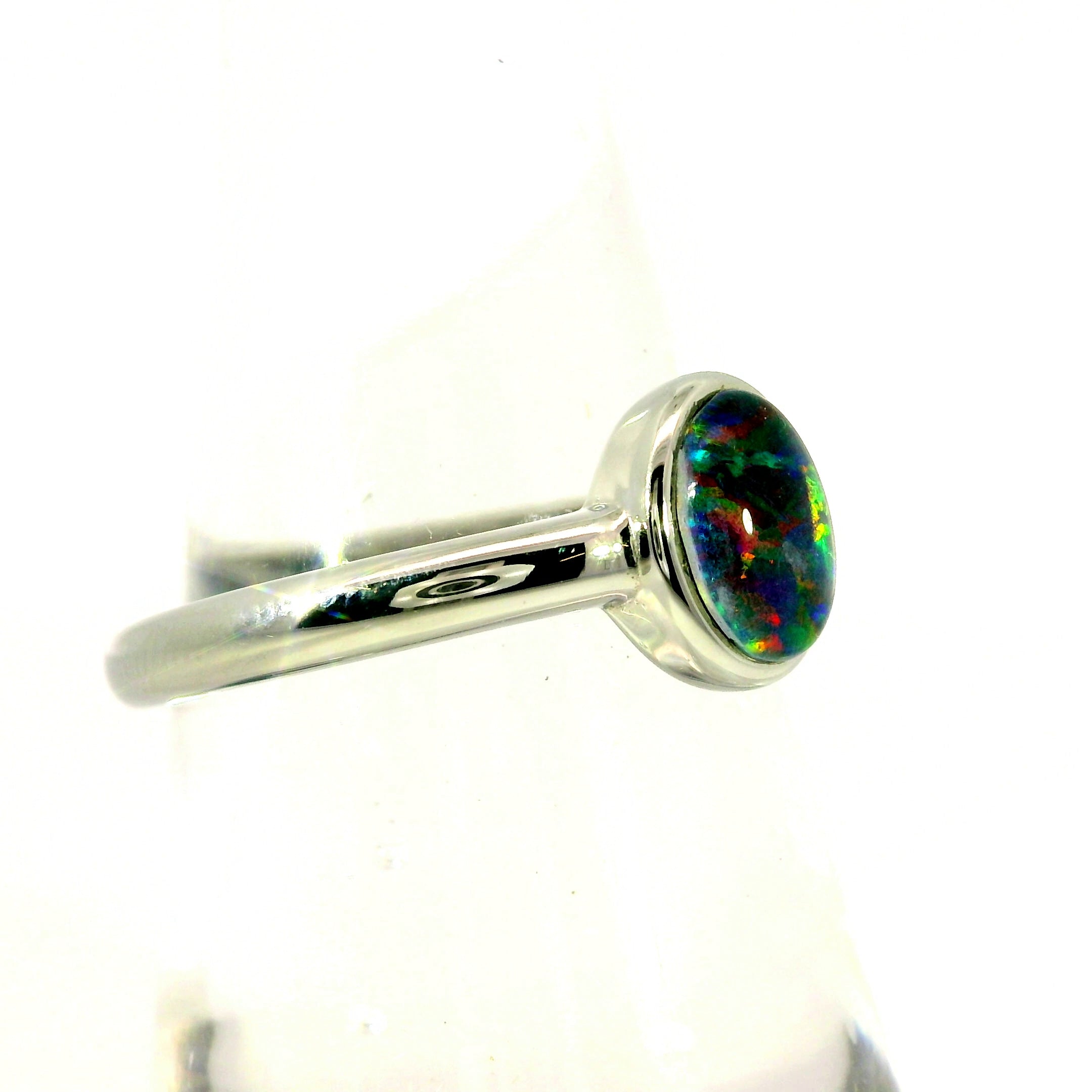 Triplet Opal Ring in Stainless Steel - Multicolour