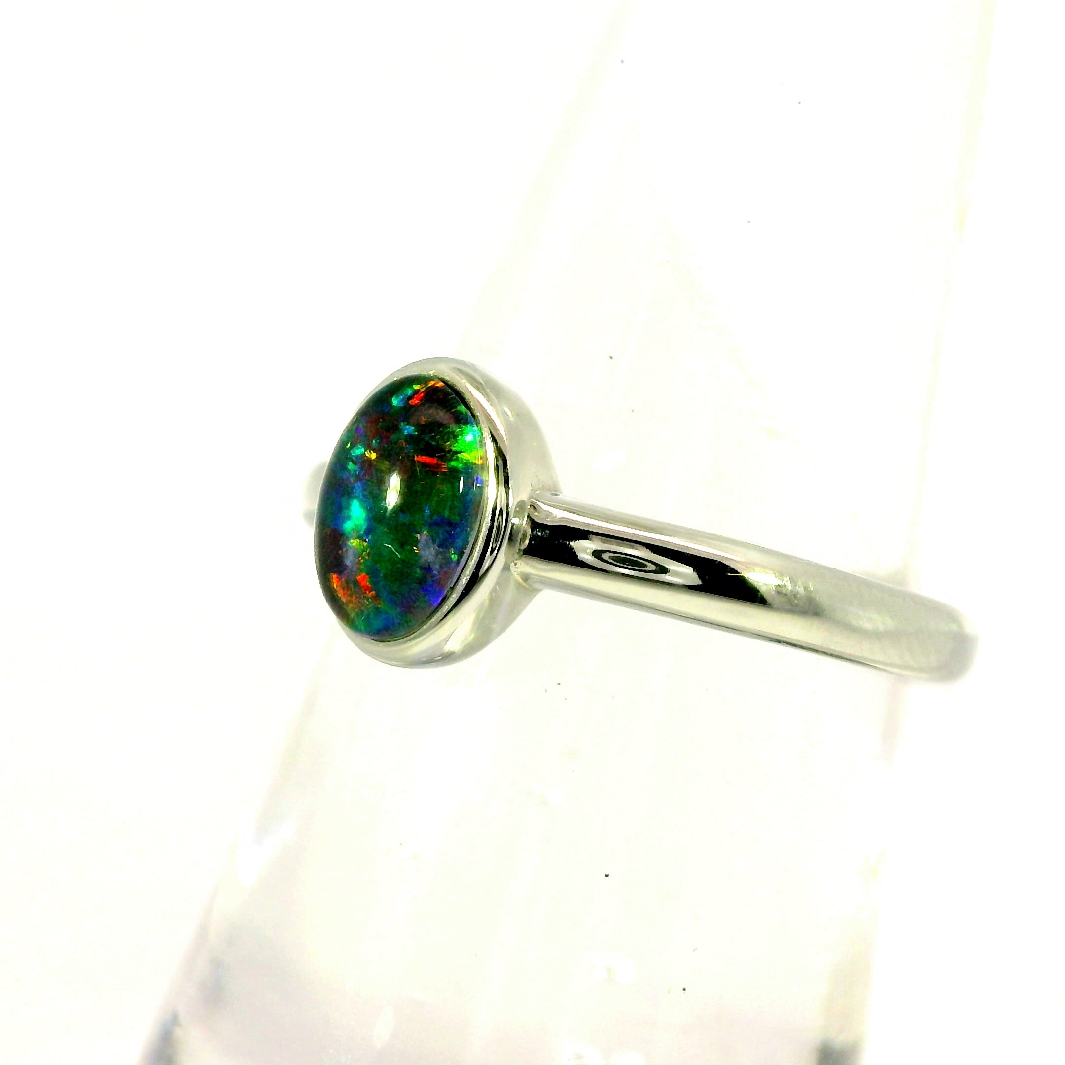 Triplet Opal Ring in Stainless Steel - Multicolour