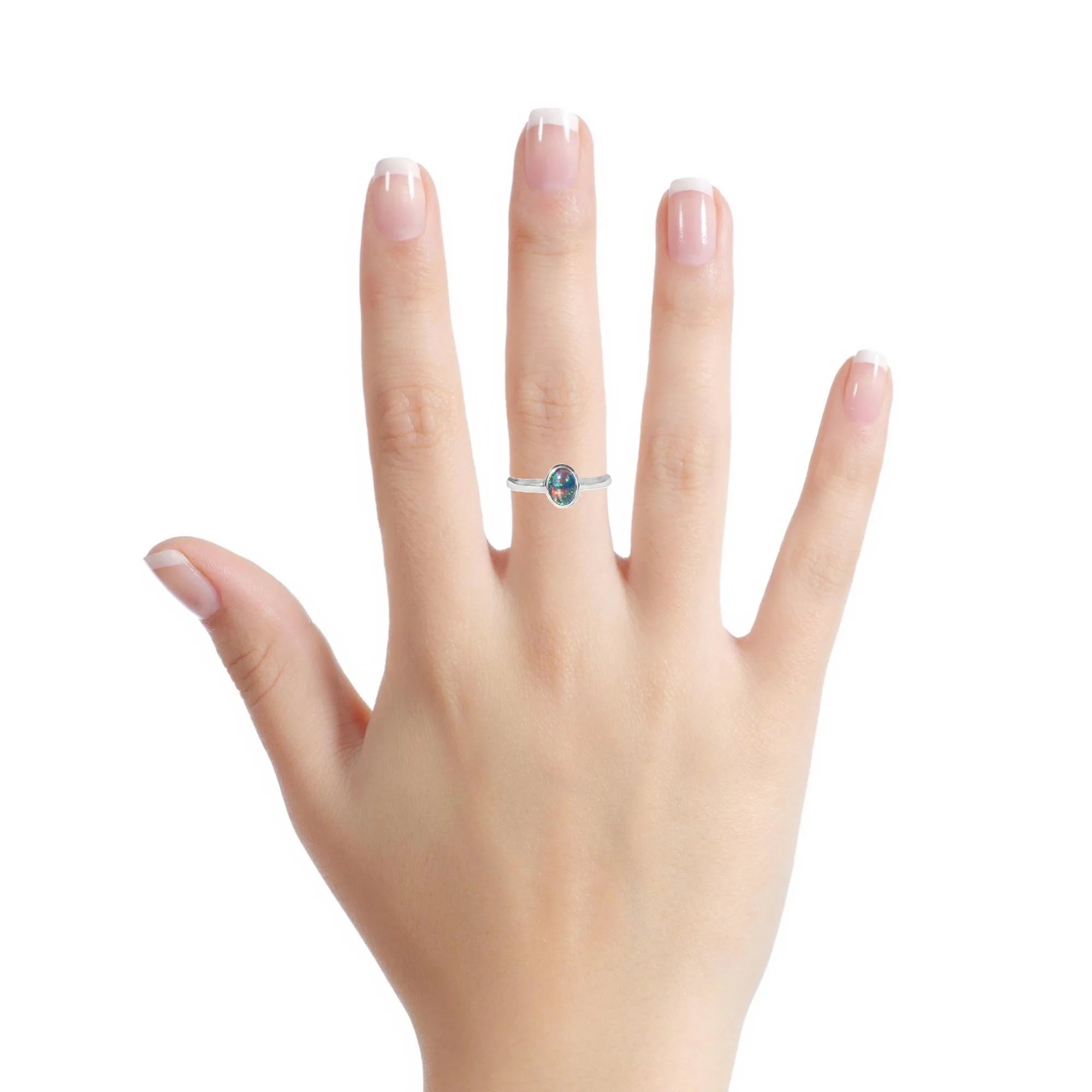 Triplet Opal Ring in Stainless Steel - Multicolour