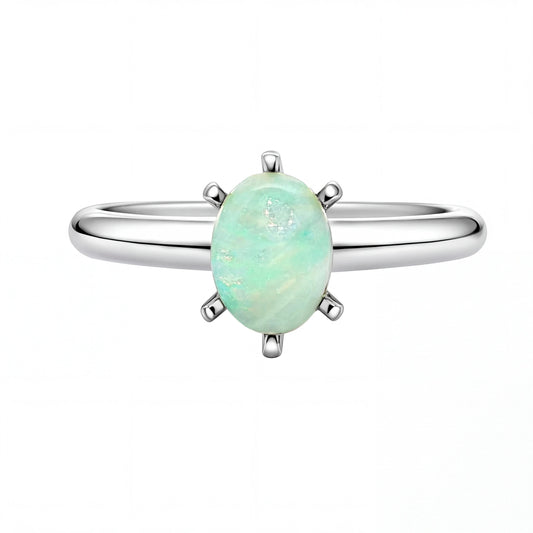 Light Opal Ring in Stainless Steel - Green-Blue - Australian Opal Cutters and Pearl Divers