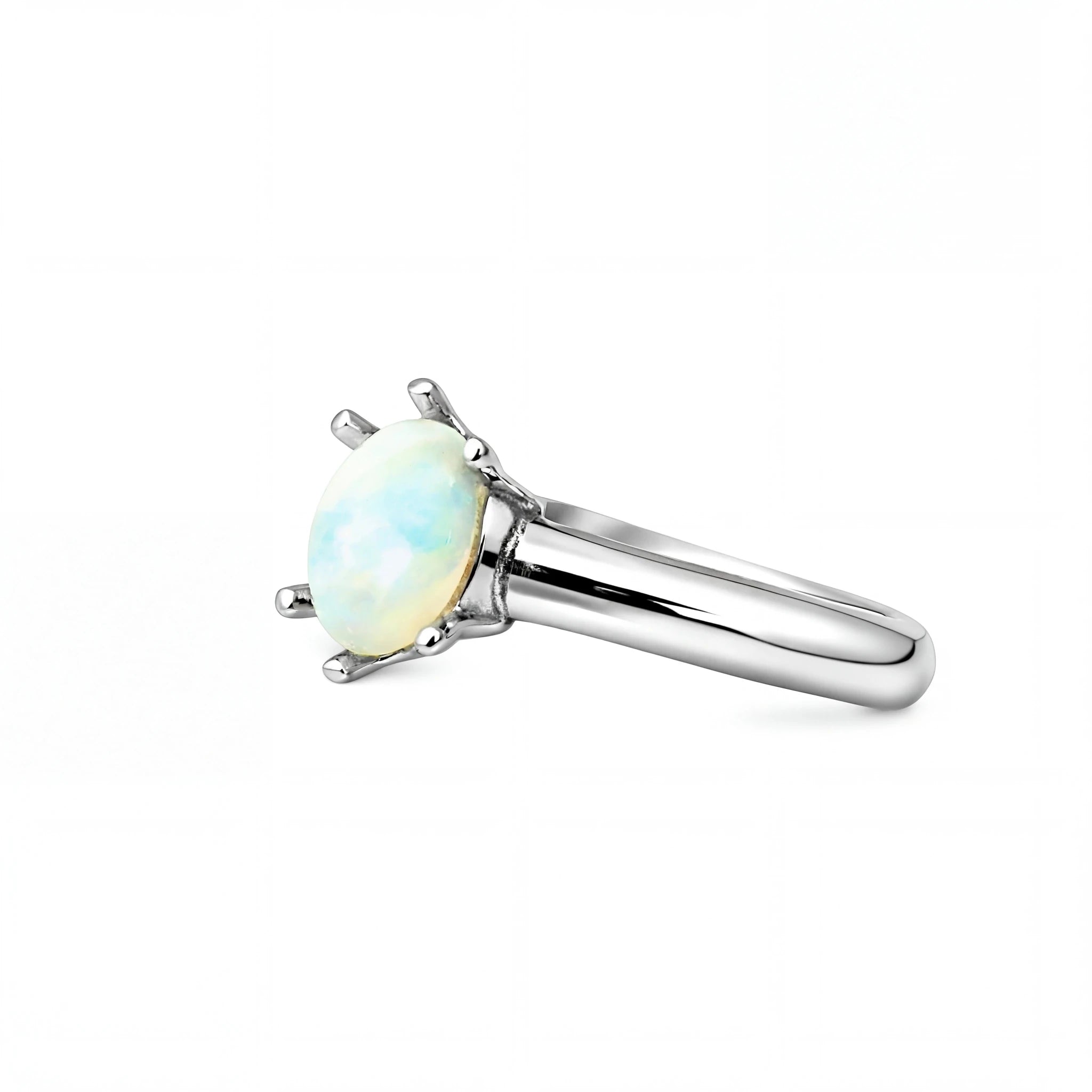 Light Opal Ring in Stainless Steel - Green-Blue - Australian Opal Cutters and Pearl Divers