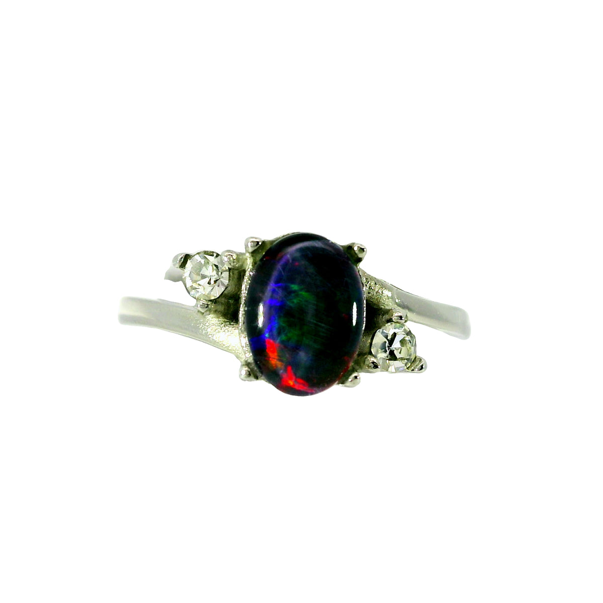 Triplet Opal Ring in Stainless Steel - Multicolour