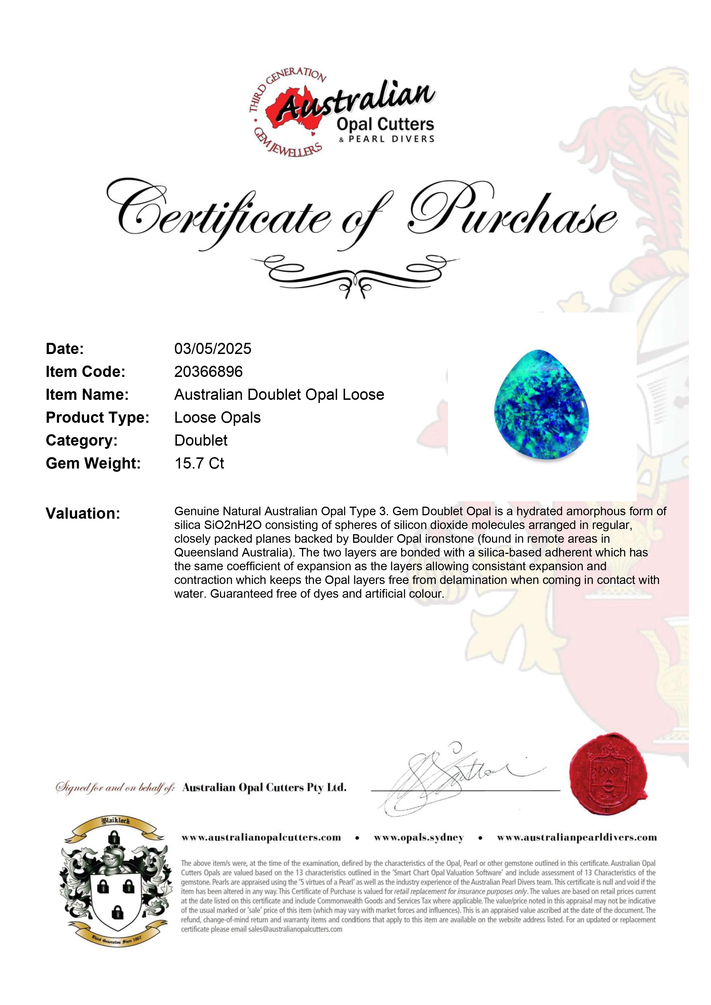 Australian Doublet Opal Loose