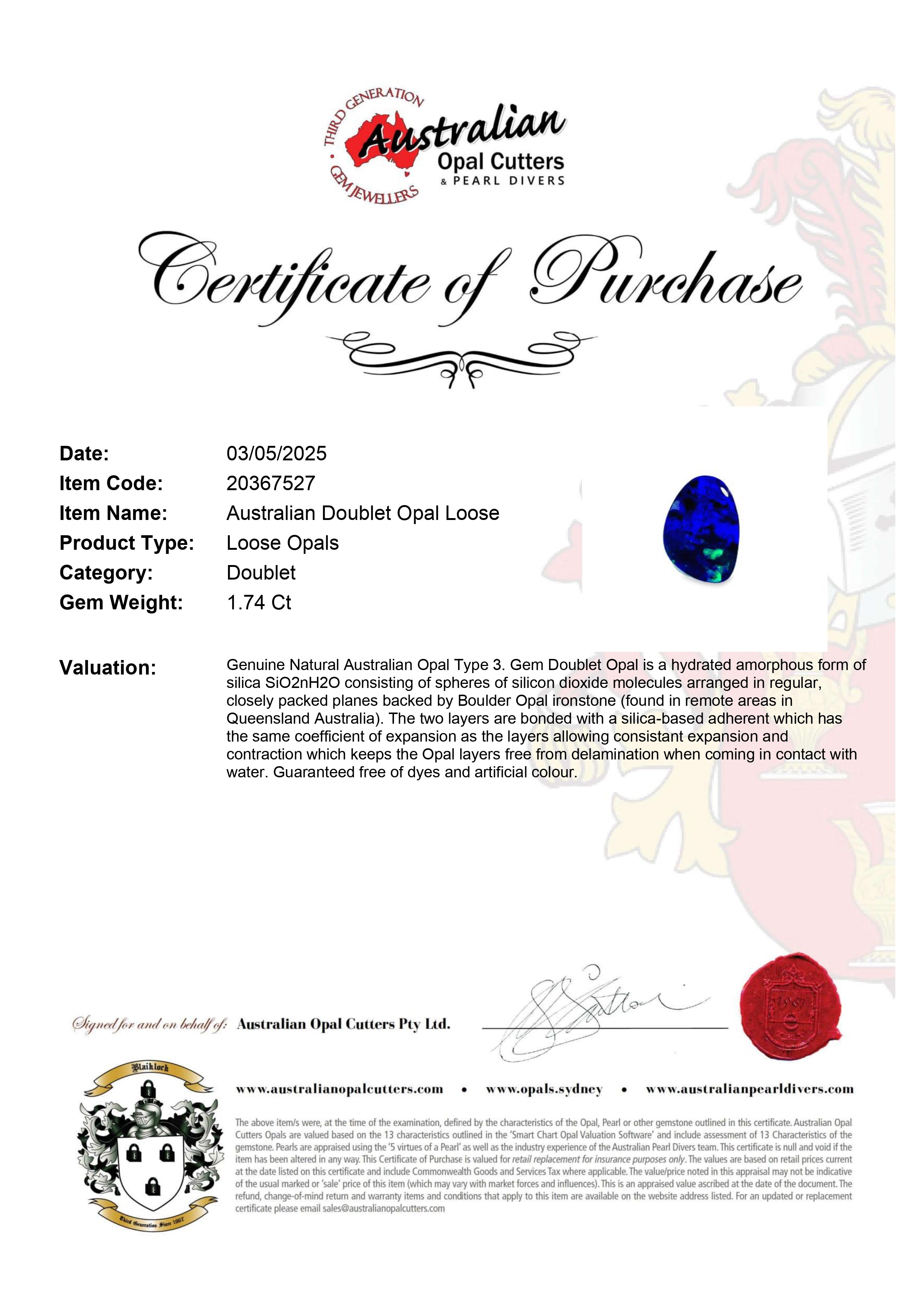 Australian Doublet Opal Loose