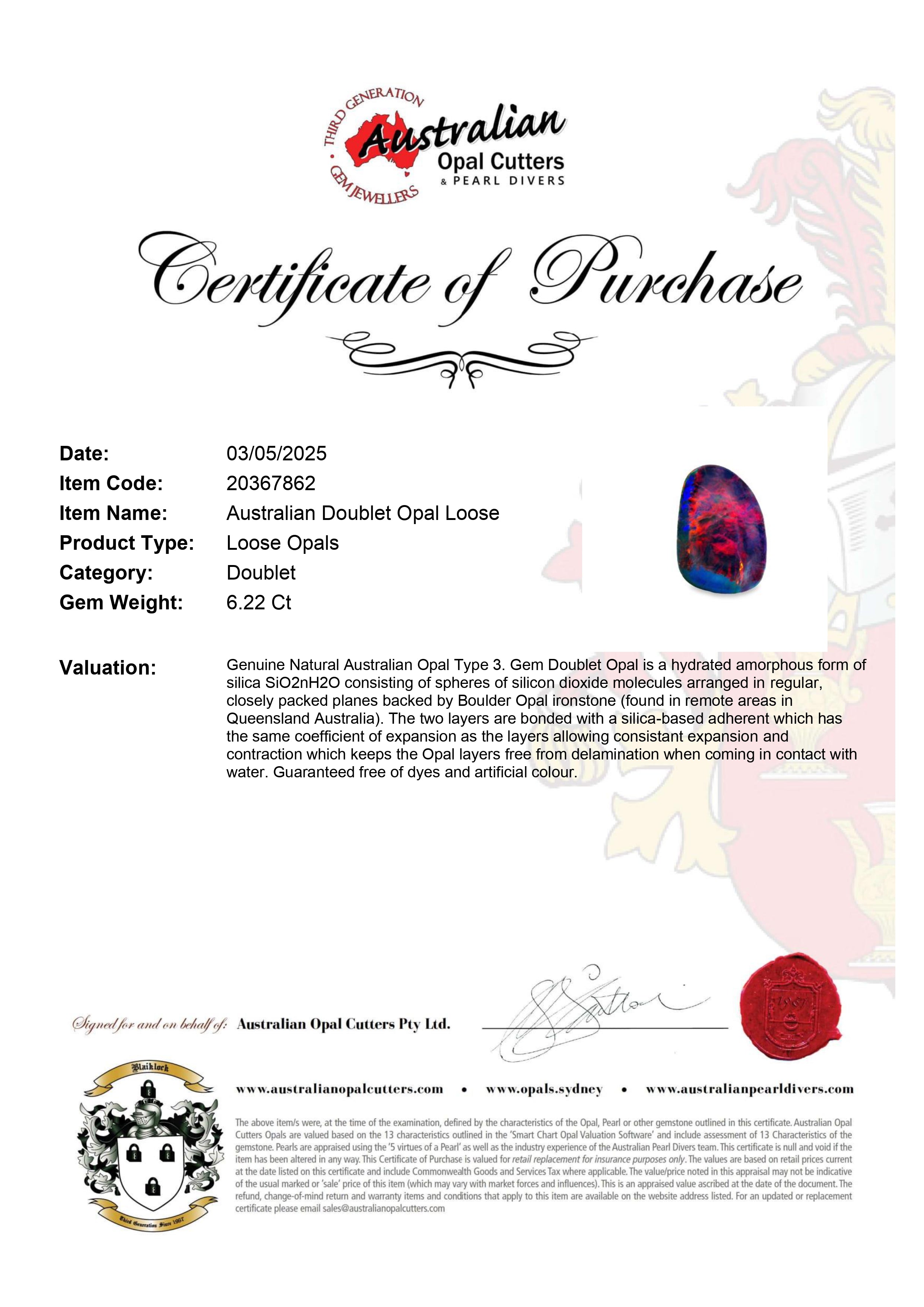 Australian Doublet Opal Loose