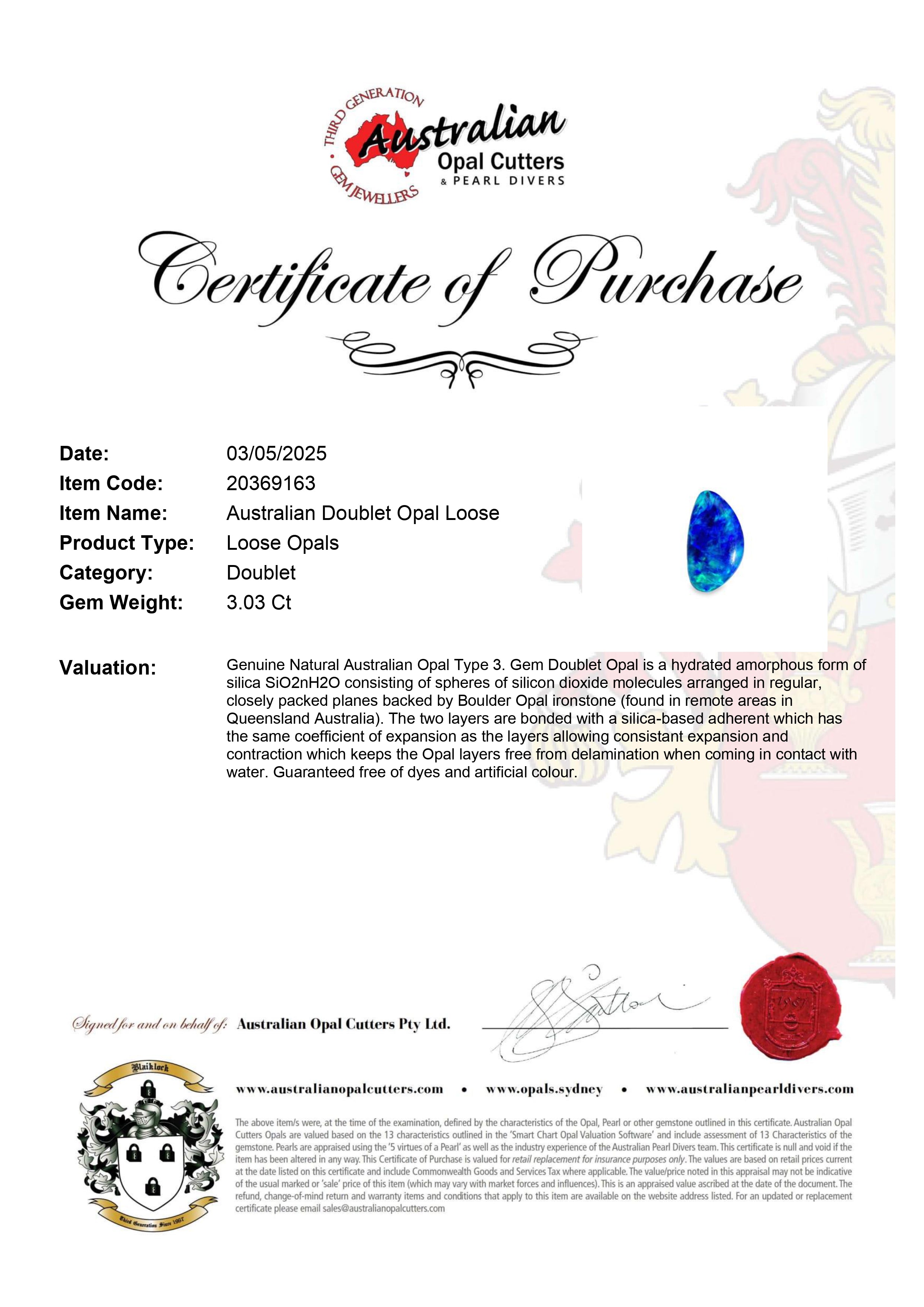 Australian Doublet Opal Loose