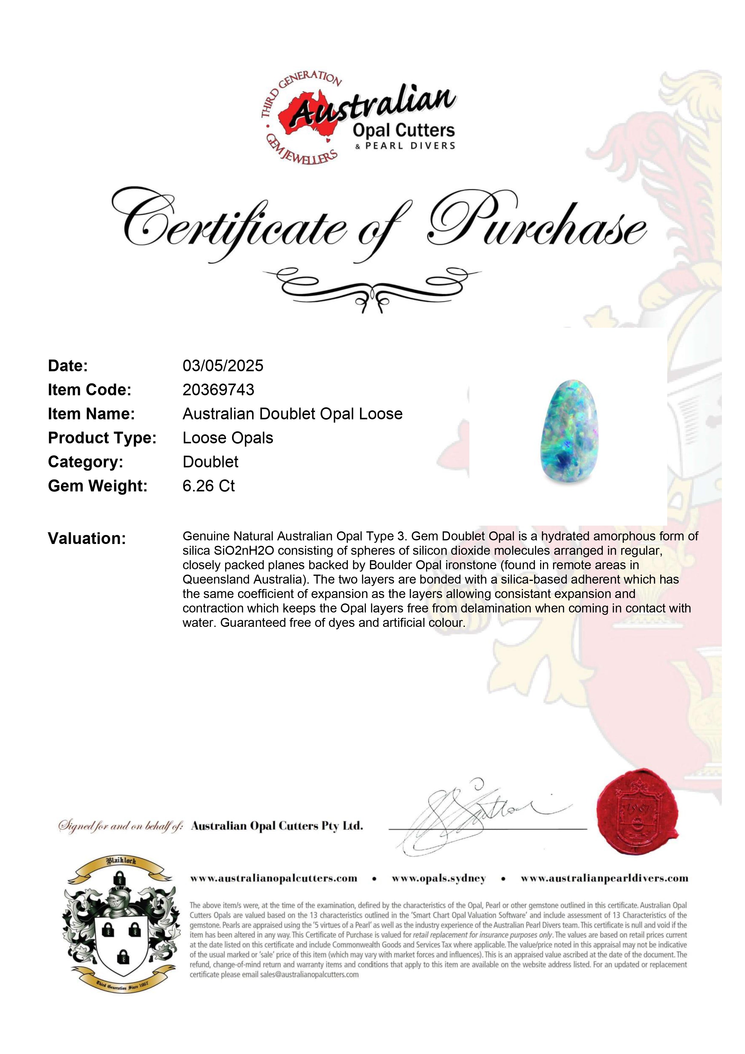 Australian Doublet Opal Loose