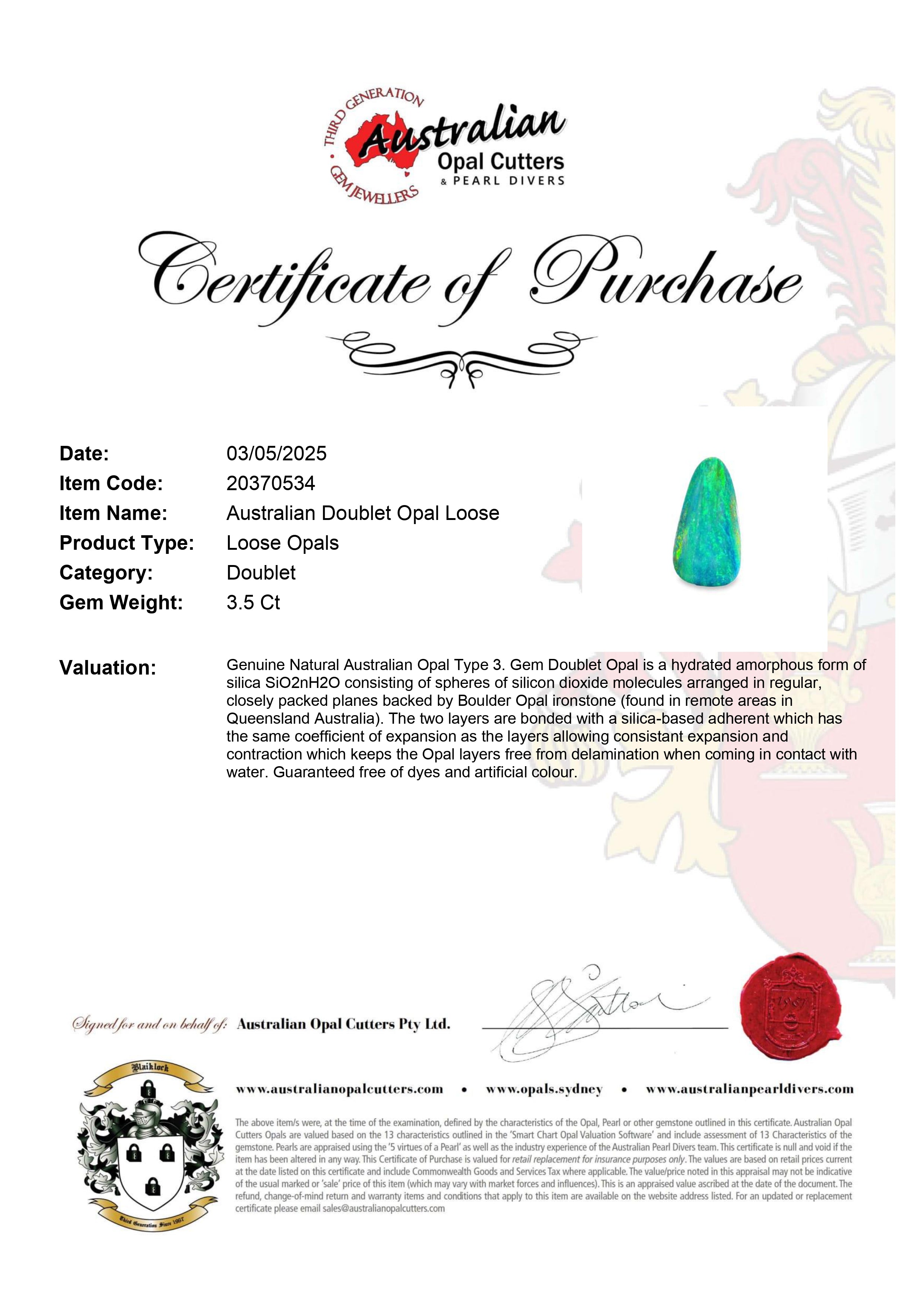 Australian Doublet Opal Loose