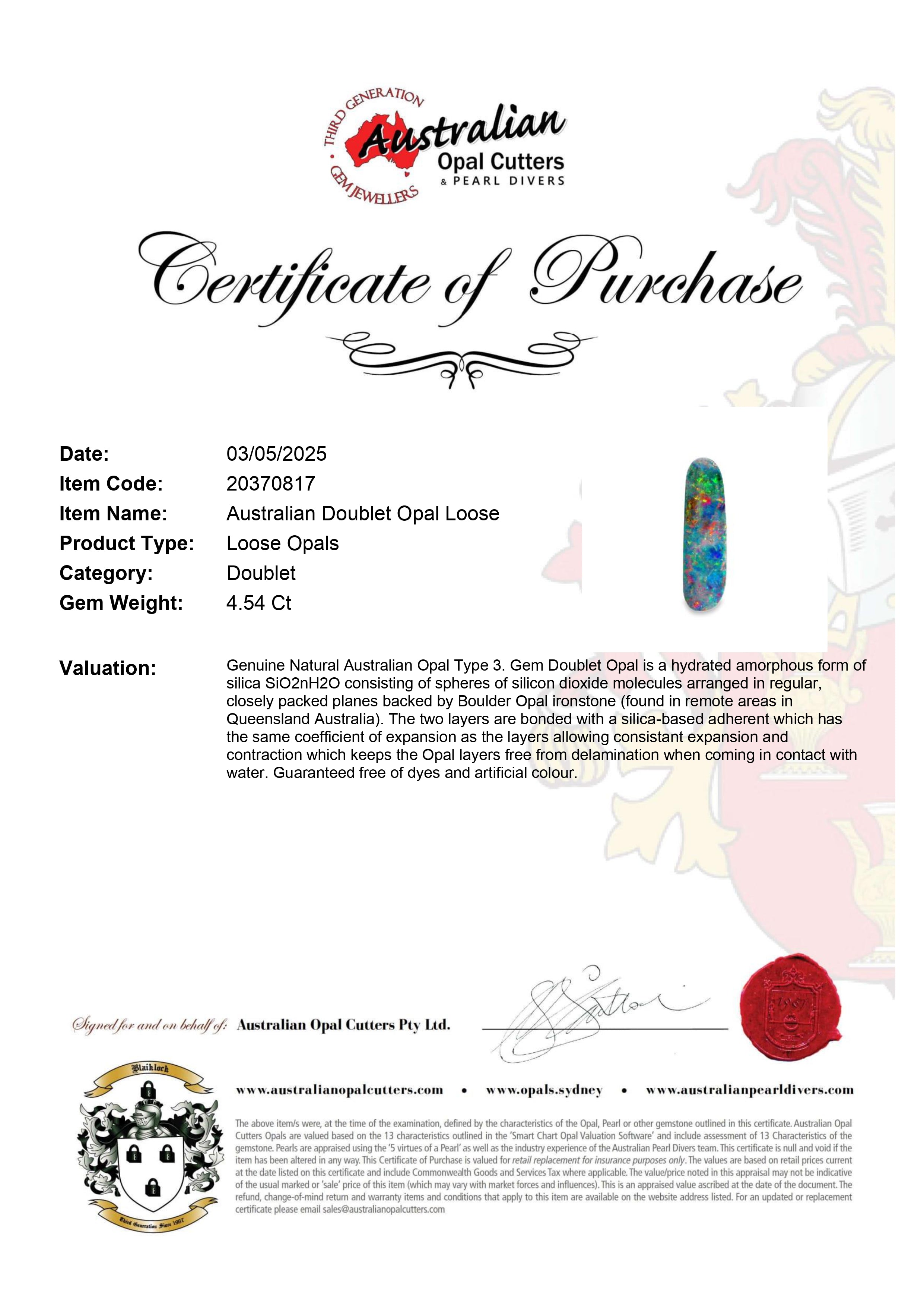 Australian Doublet Opal Loose