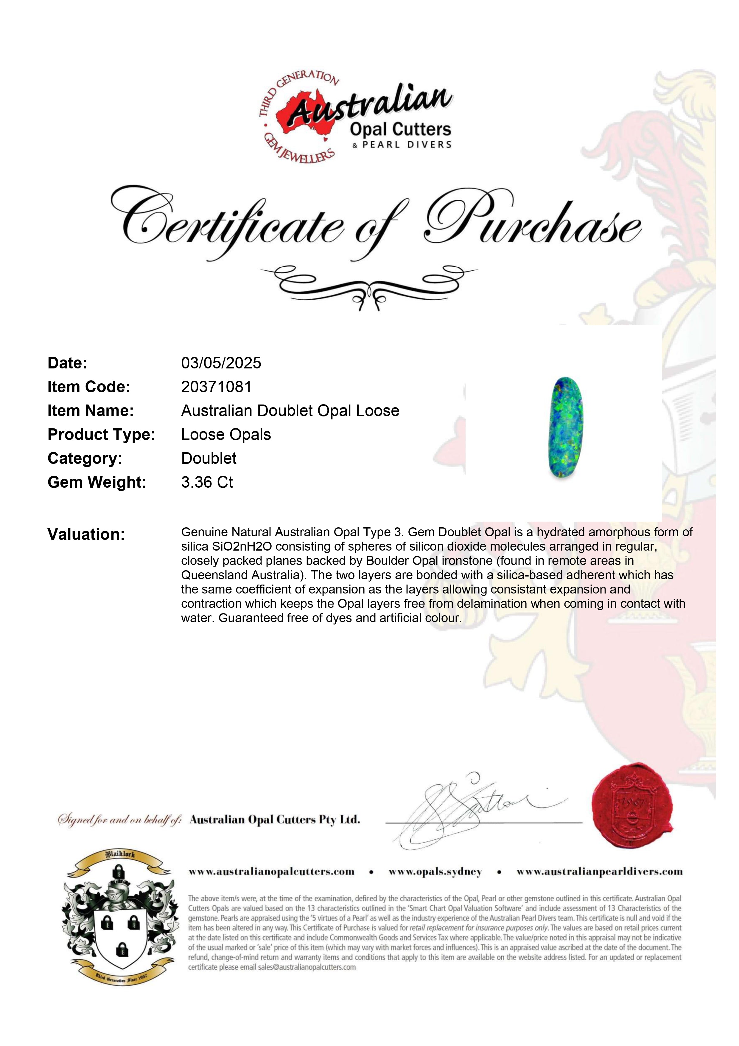 Australian Doublet Opal Loose