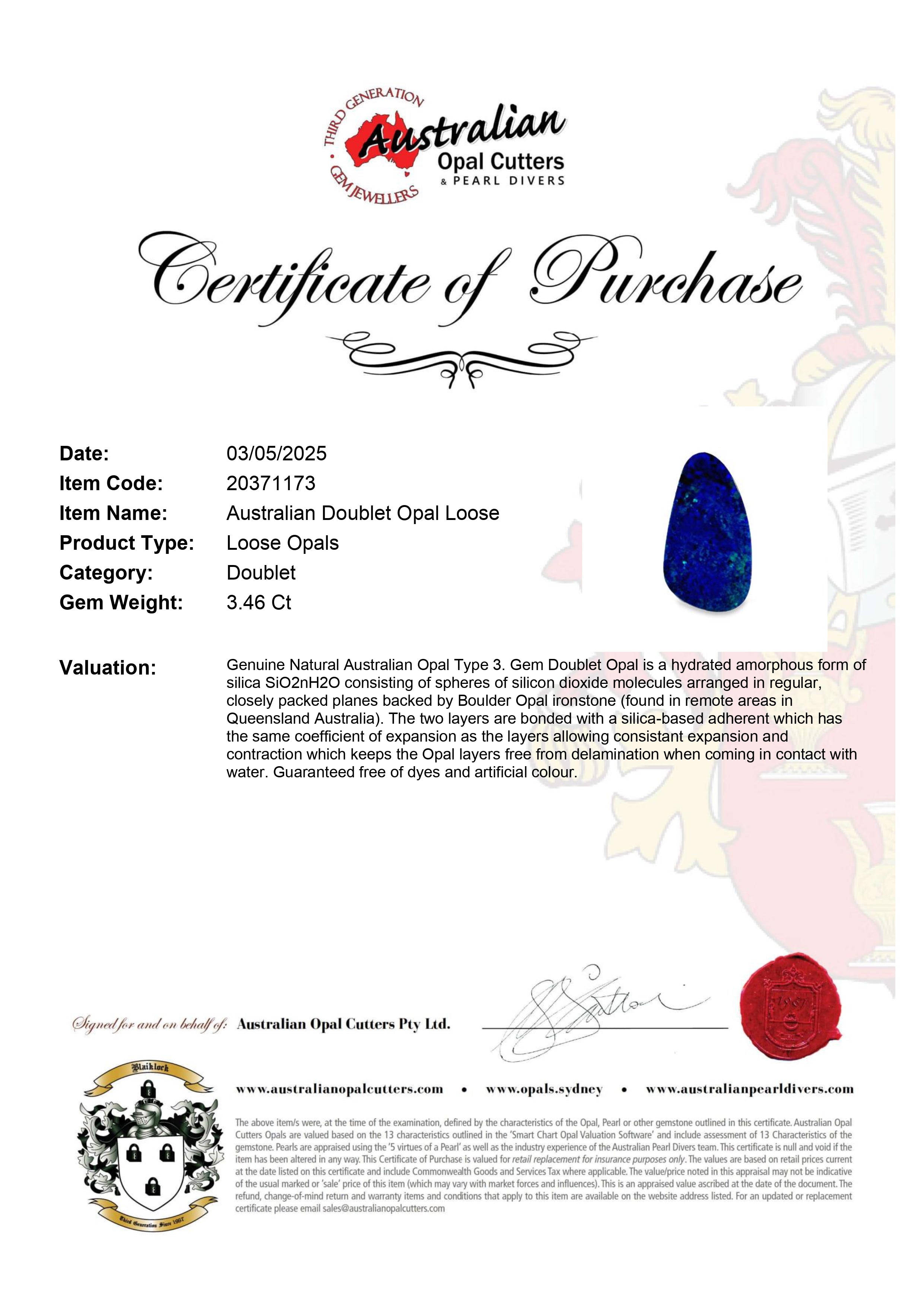 Australian Doublet Opal Loose