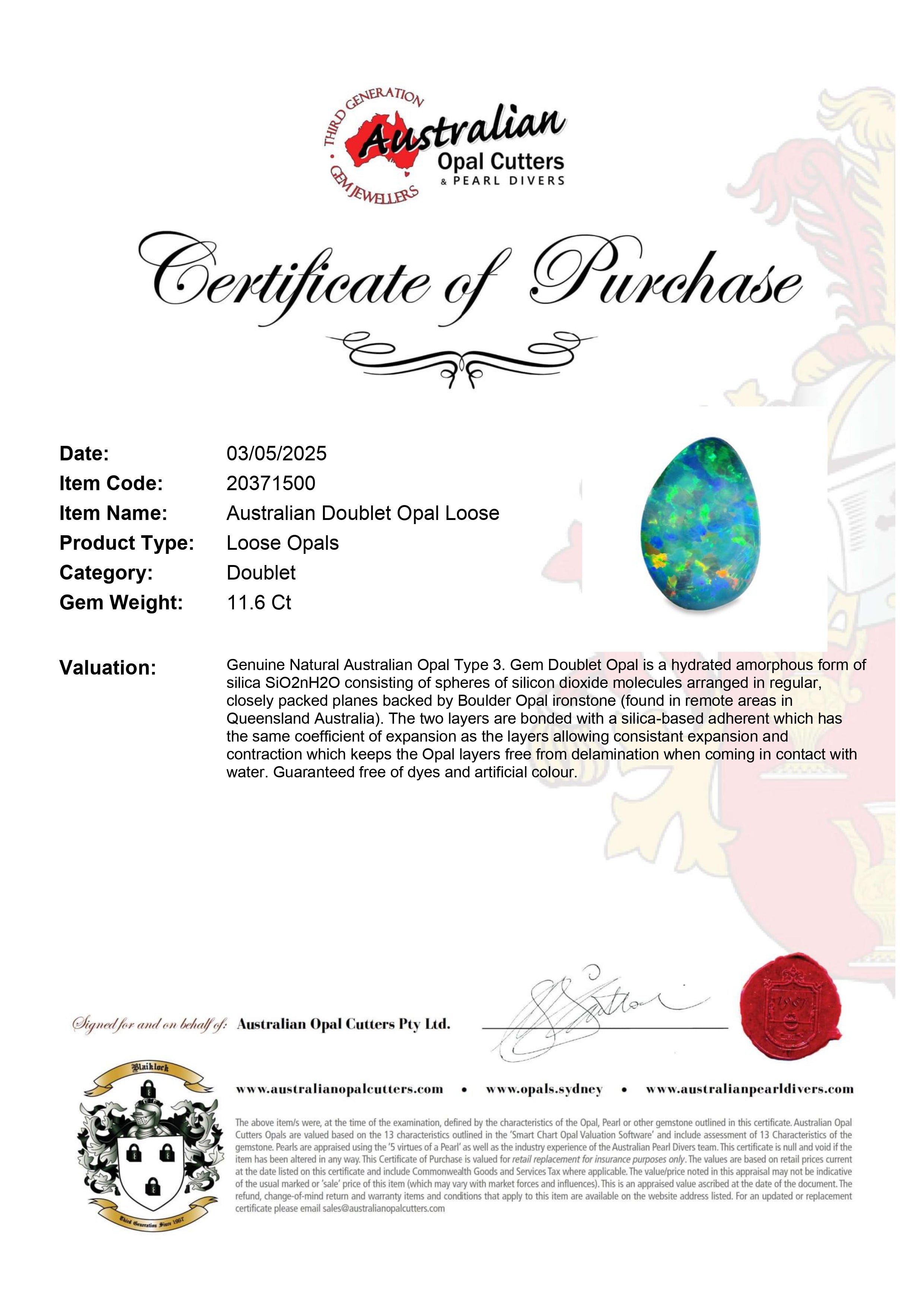 Australian Doublet Opal Loose