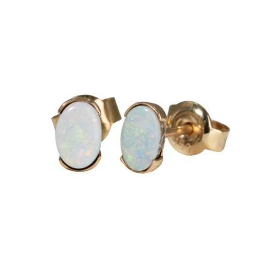 Boulder Opal Earrings in 14K Yellow Gold - Multicolour