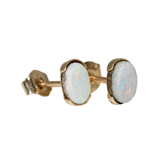 Boulder Opal Earrings in 14K Yellow Gold - Multicolour