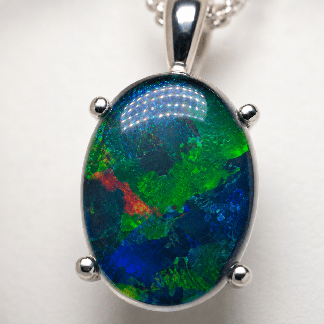 Australian Triplet Opal Pendant set in Stainless Steel - Multicolour - Australian Opal Cutters and Pearl Divers