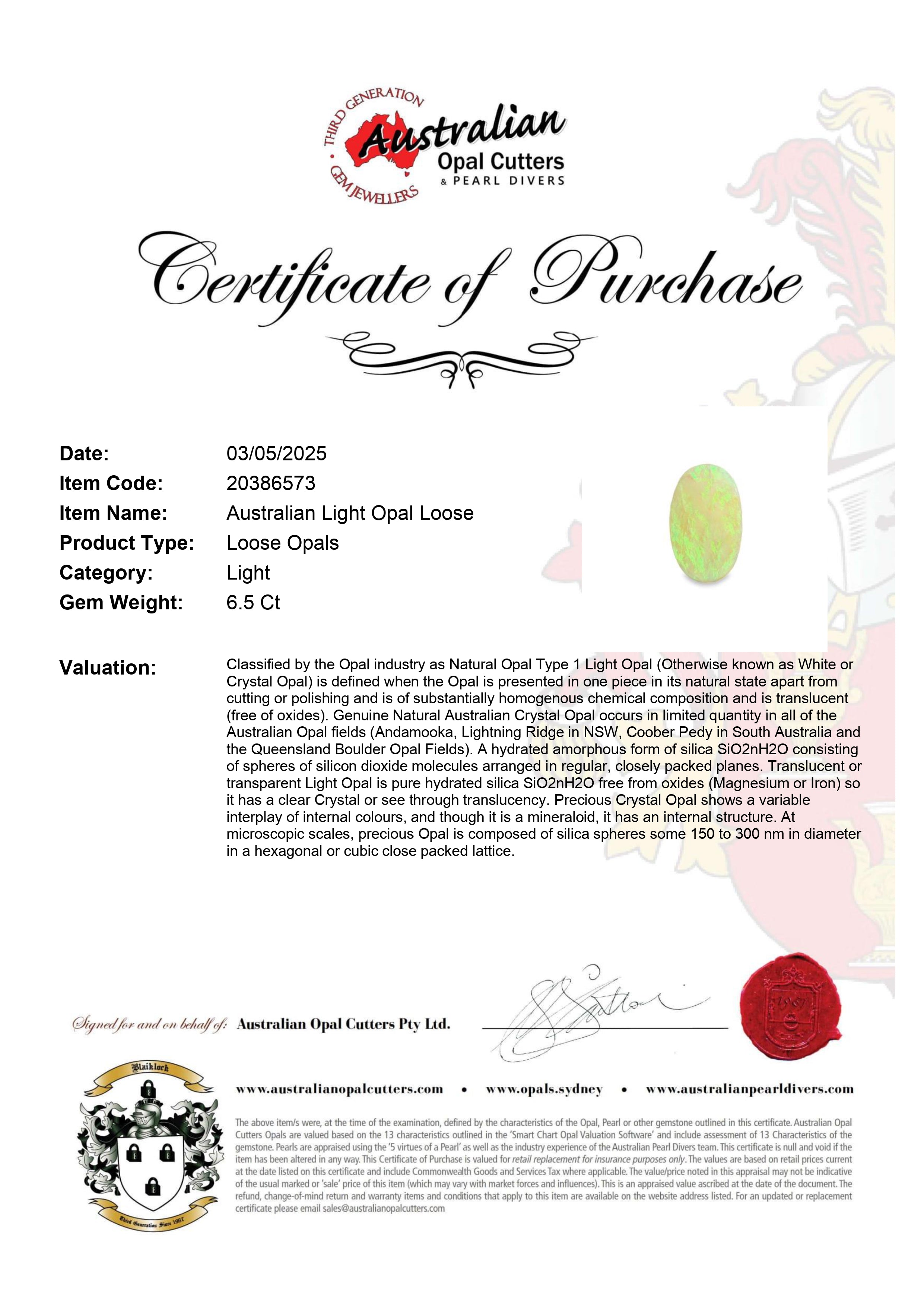 Australian Light Opal Loose