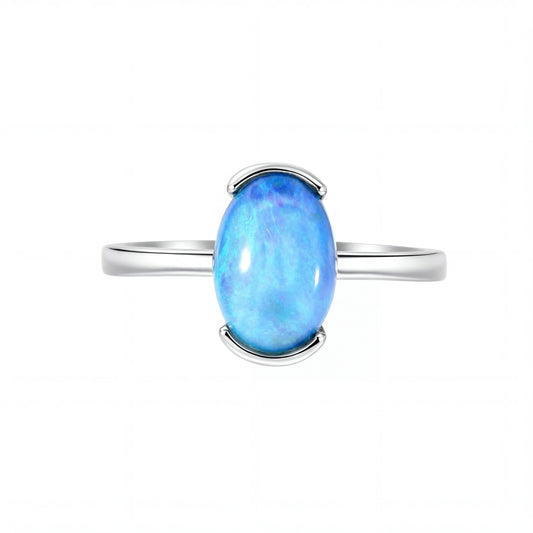 Dark Opal Ring In 925 Sterling Silver - Green and Blue