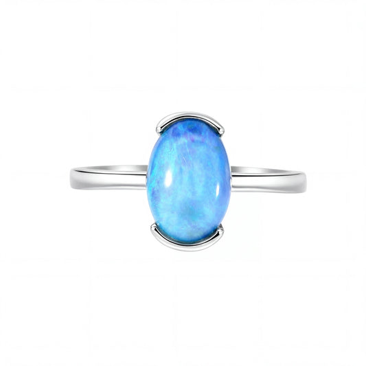 Dark Opal Ring In 925 Sterling Silver - Green and Blue - Australian Opal Cutters and Pearl Divers