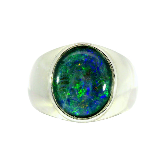 Triplet Opal Ring in Stainless Steel - Multicolour