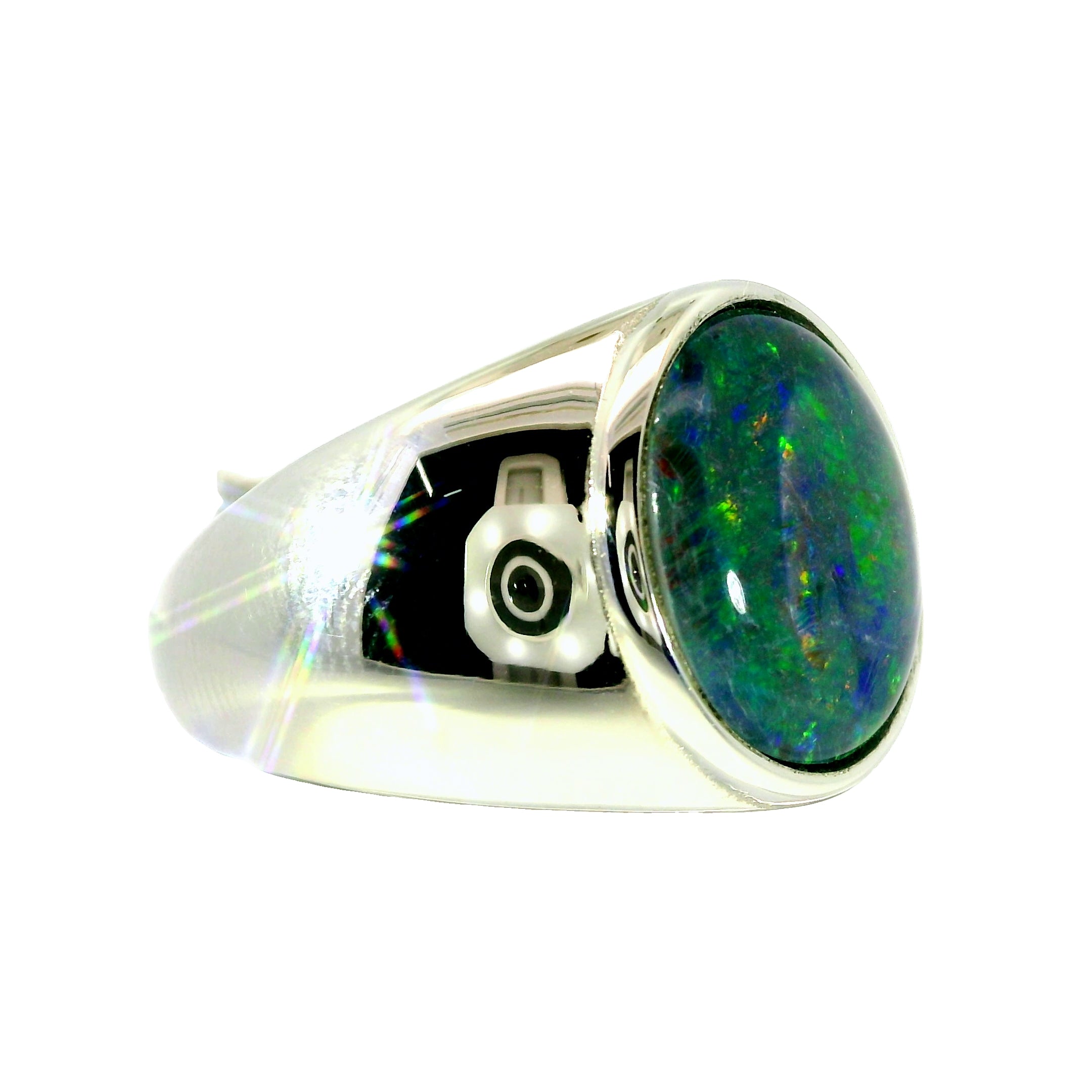 Triplet Opal Ring in Stainless Steel - Multicolour