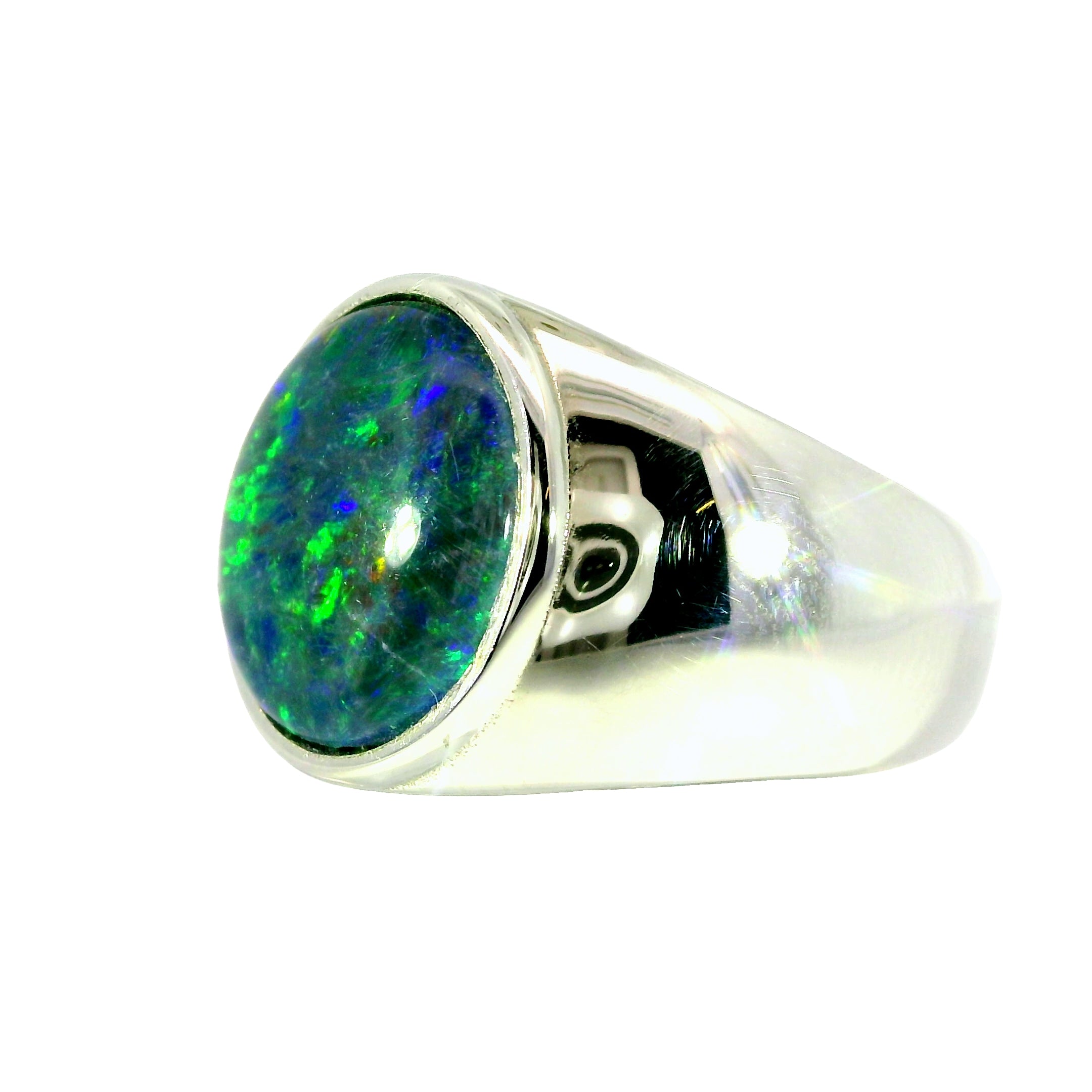 Triplet Opal Ring in Stainless Steel - Multicolour