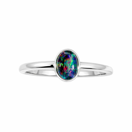 Triplet Opal Ring in Stainless Steel - Multicolour
