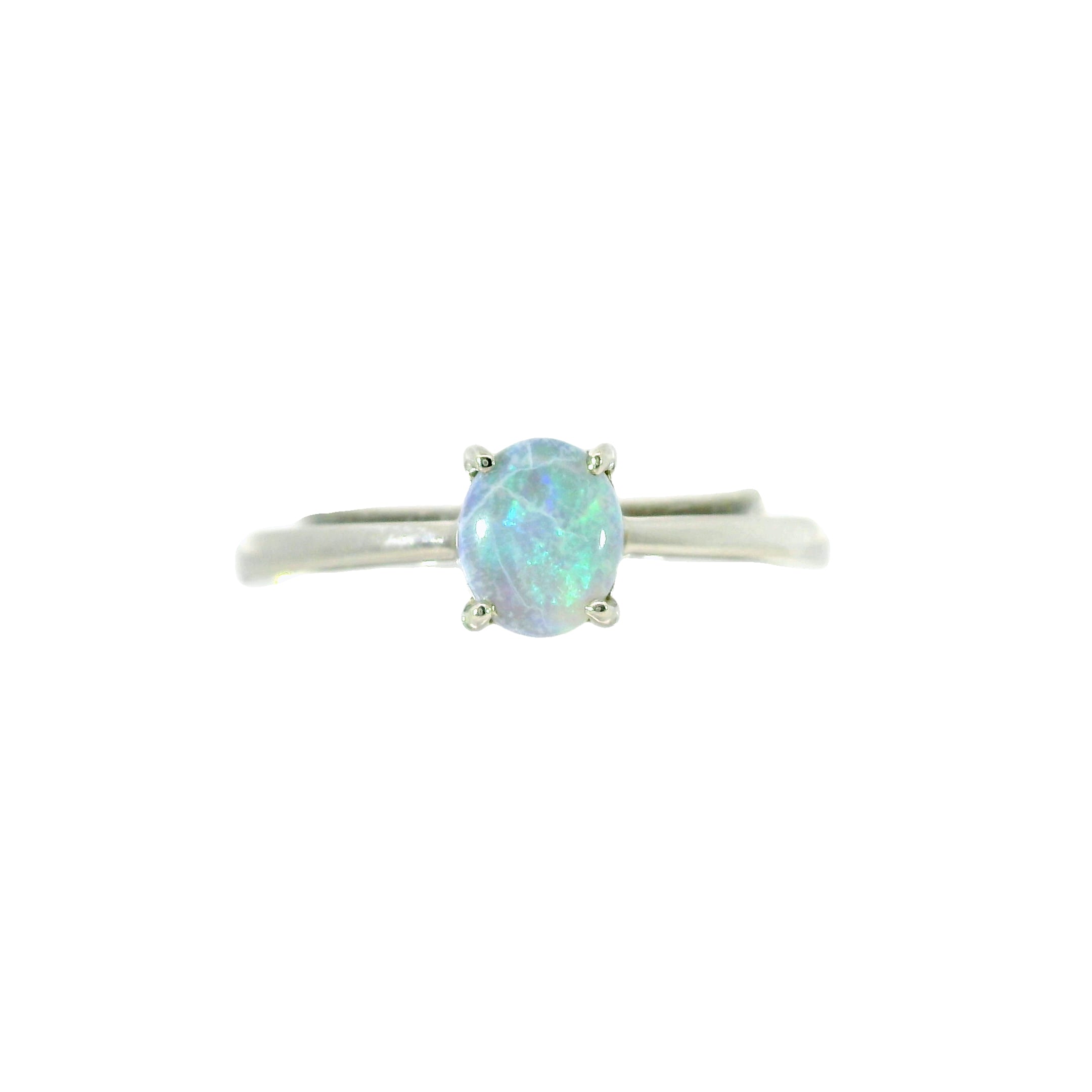 Black Opal Ring in 925 Sterling Silver - Green-Blue