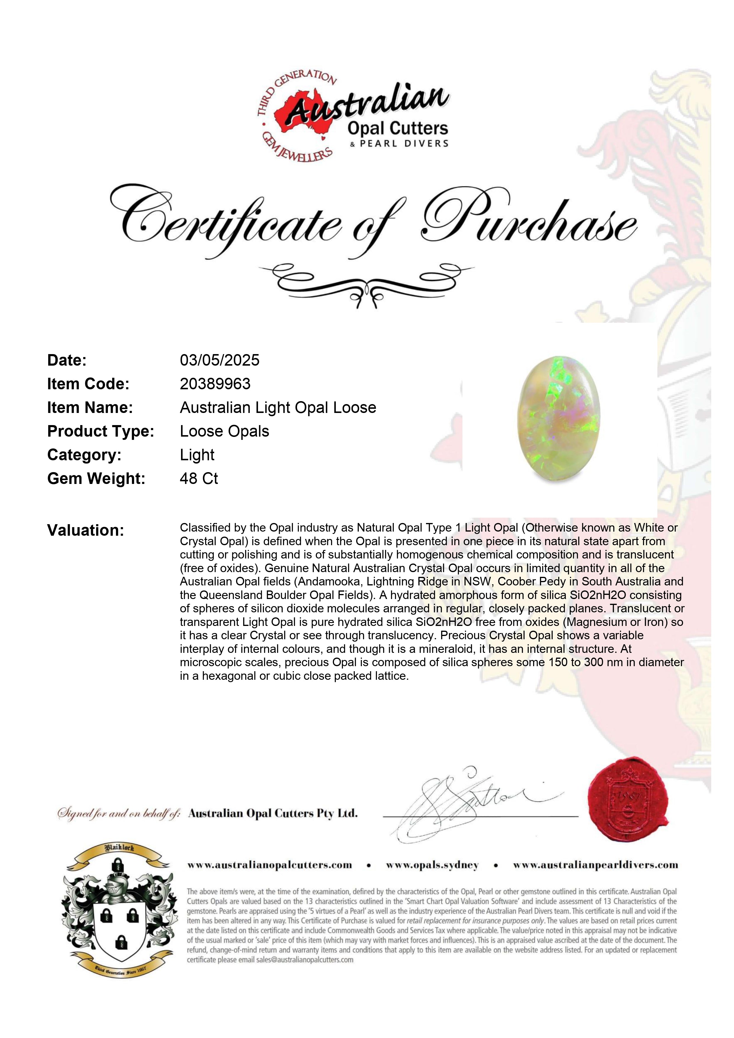 Australian Light Opal Loose