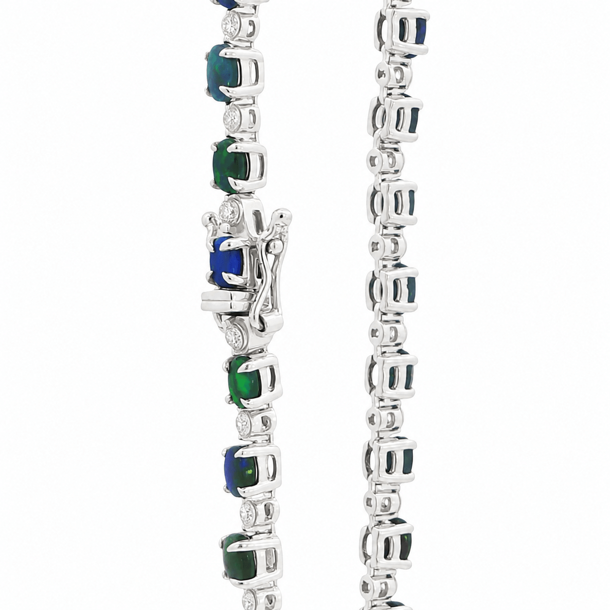 Black and Dark Opal Tennis Bracelet set in 925 Sterling Silver - Australian Opal Cutters and Pearl Divers