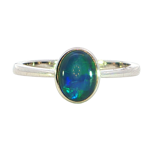 Triplet Opal Ring in 925 Sterling Silver - Green and Blue