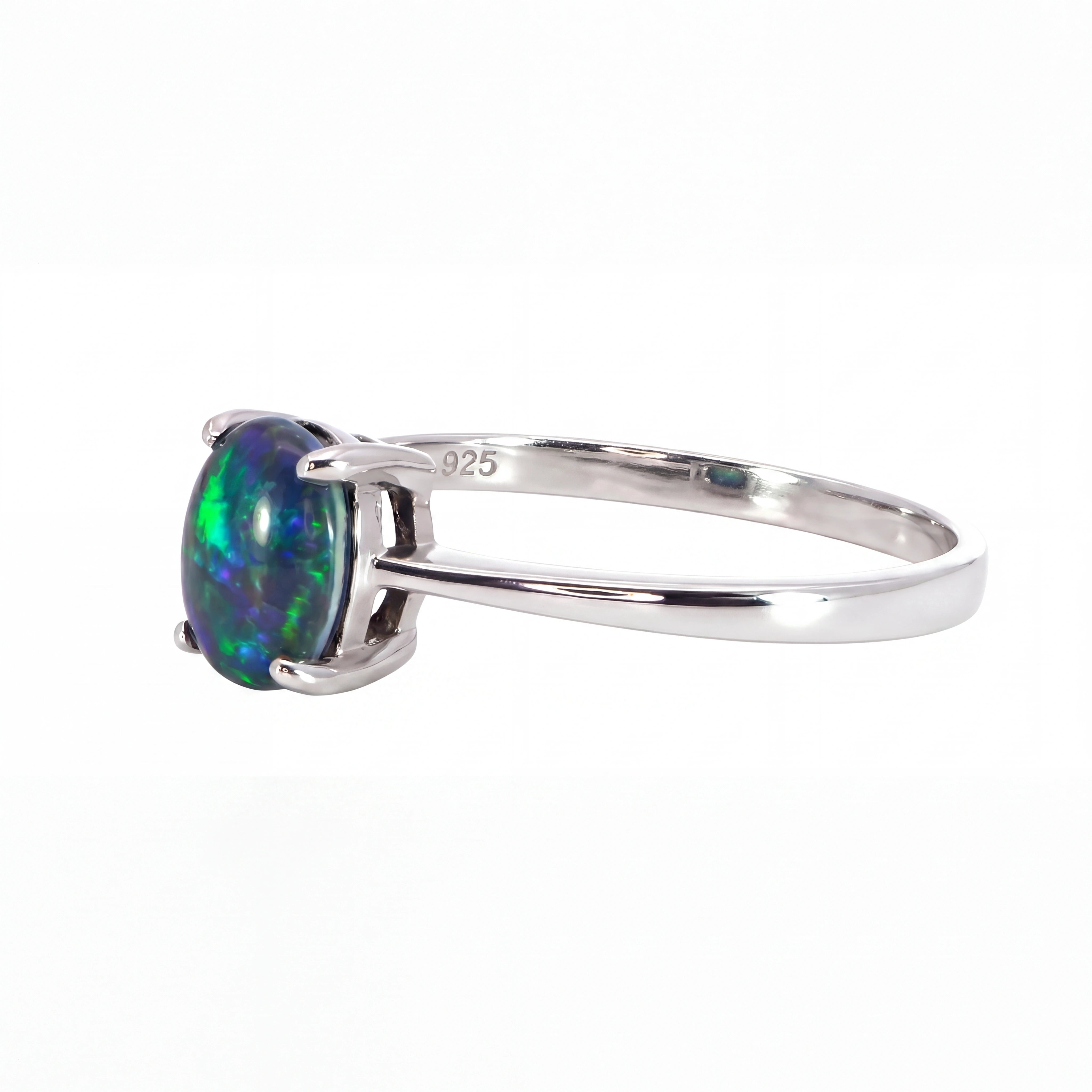 Triplet Opal Ring in 925 Sterling Silver - Green and Blue - Australian Opal Cutters and Pearl Divers