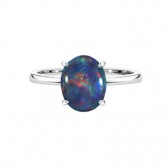 Triplet Opal Ring in 925 Sterling Silver - Multicolour