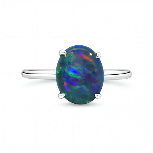 Triplet Opal Ring in 925 Sterling Silver - Multicolour - Australian Opal Cutters and Pearl Divers