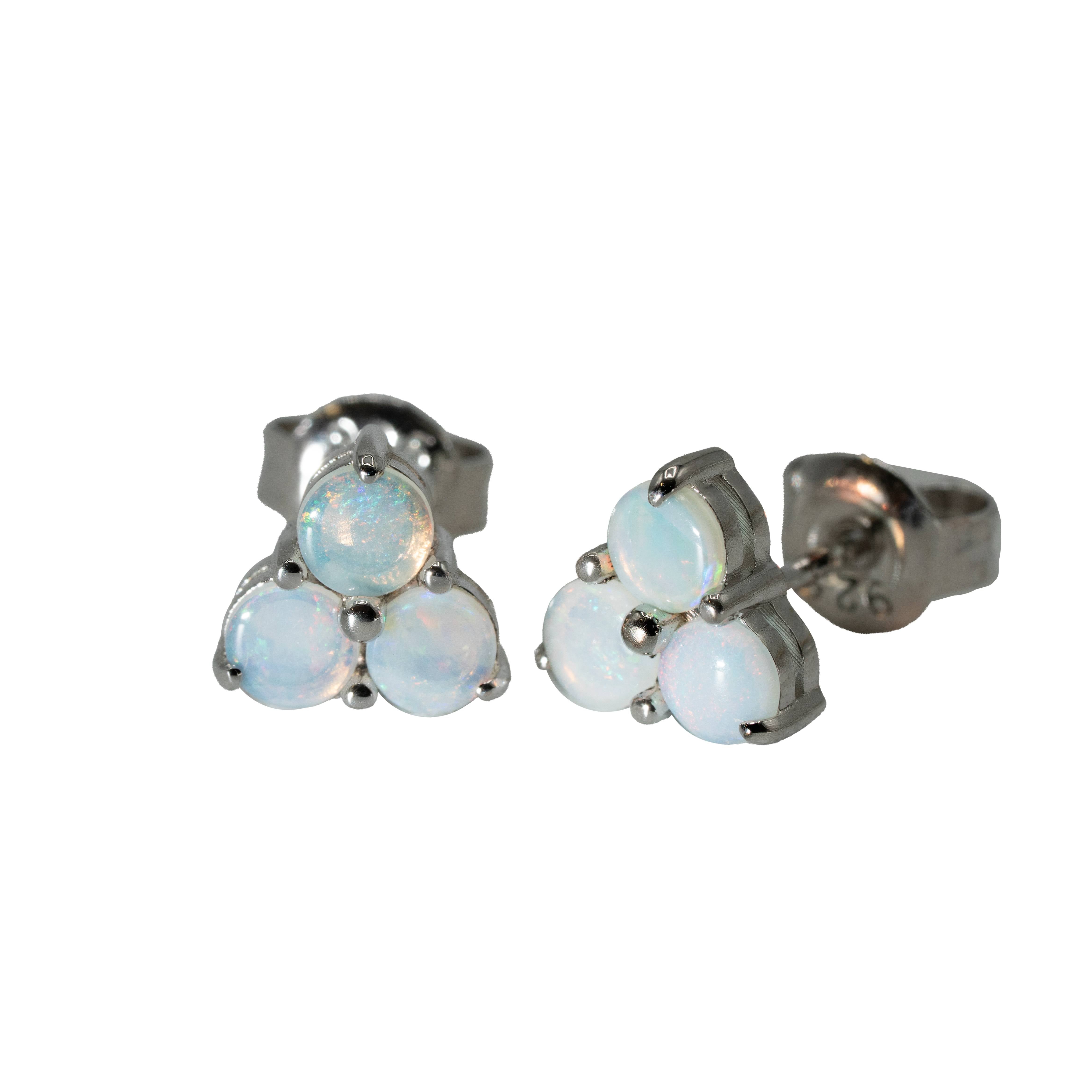 Light Opal Earrings in 925 Sterling Silver - Multicolour